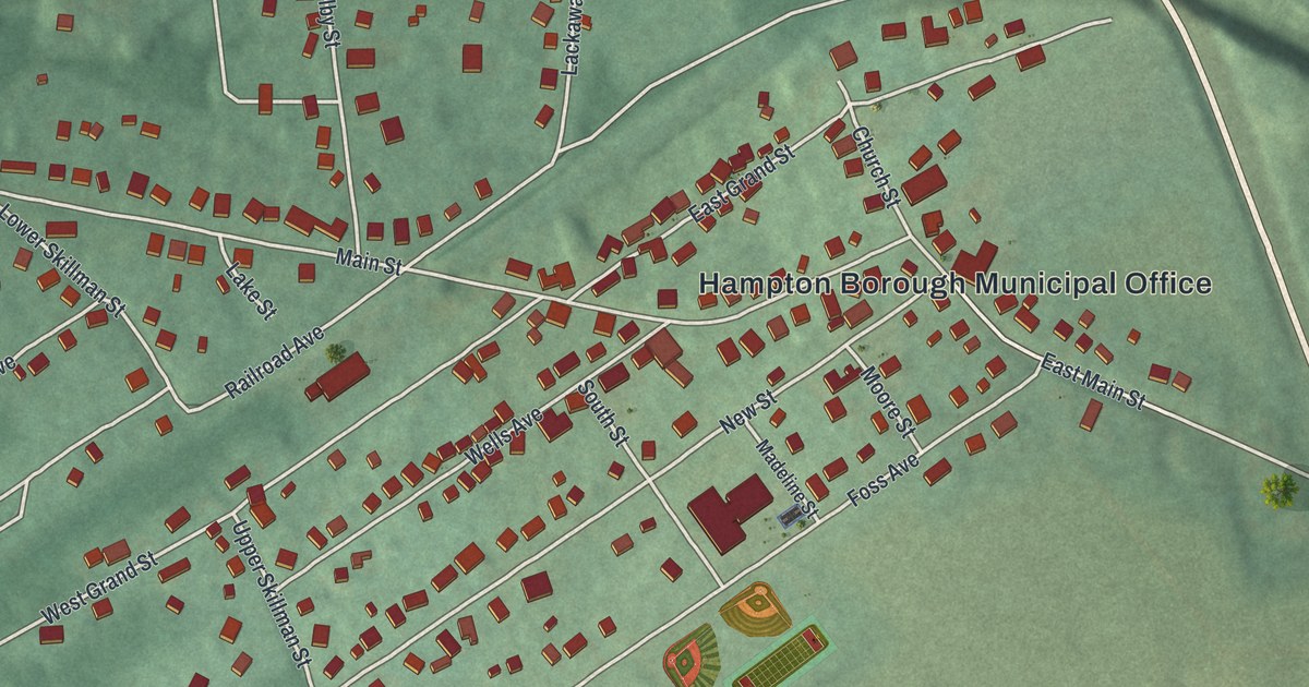 Map of Hampton, Hunterdon County, New Jersey in 2026