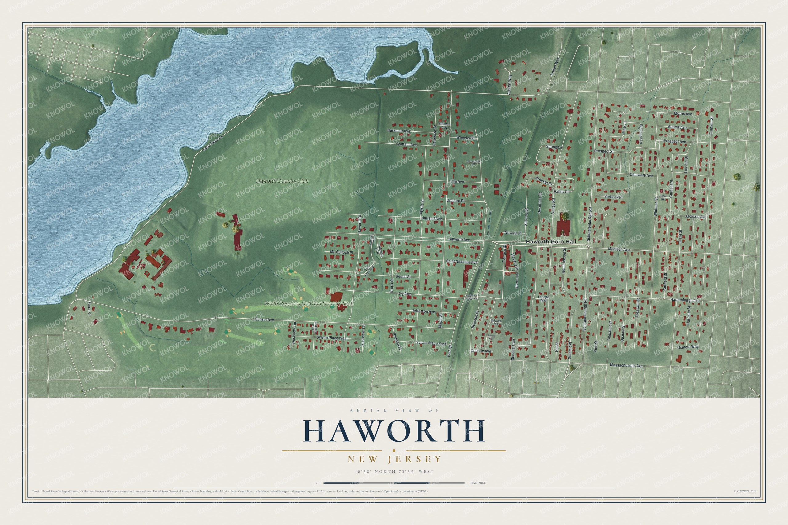 Watermarked full-map preview of Haworth, New Jersey