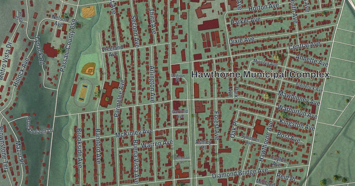 Map of Hawthorne, New Jersey in 2026