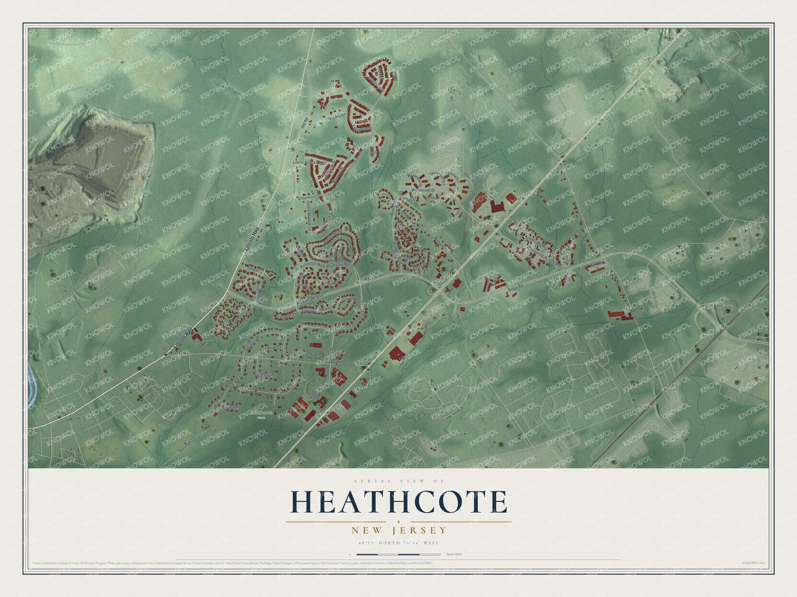 Watermarked full-map preview of Heathcote, New Jersey