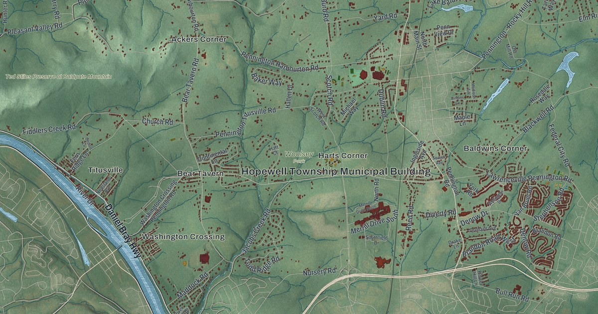 Map of Hopewell, Mercer County, New Jersey in 2026