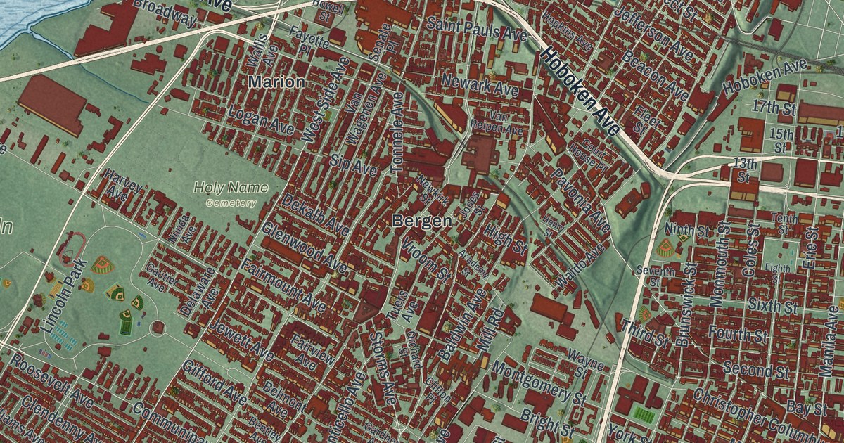 Map of Jersey City, New Jersey in 2026