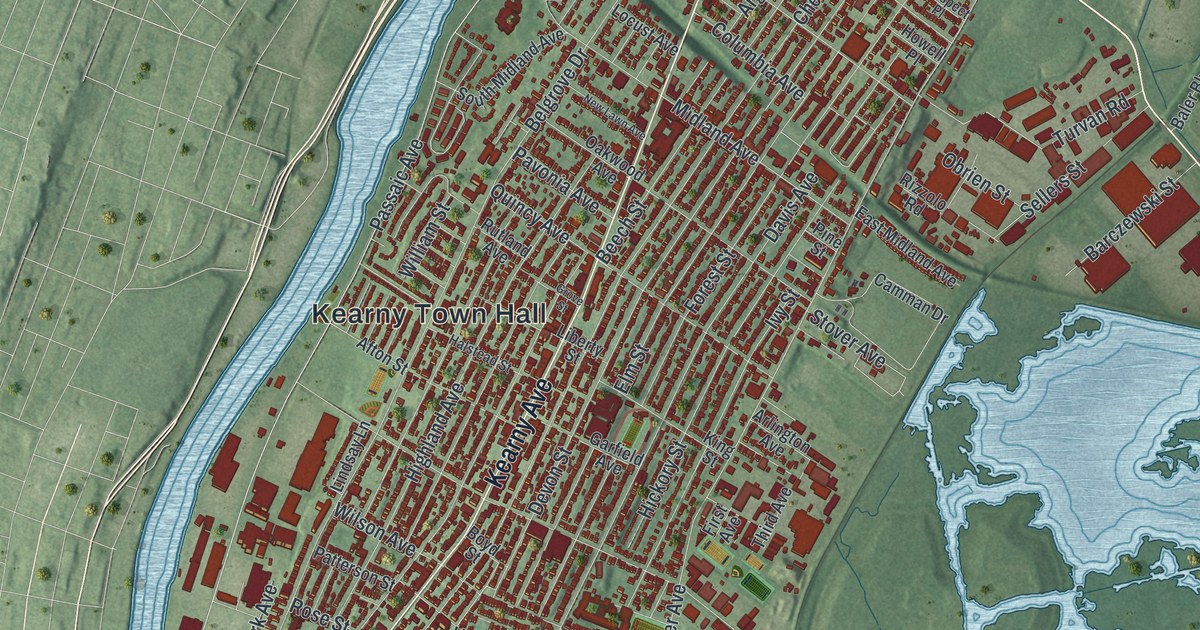 Map of Kearny, New Jersey in 2026