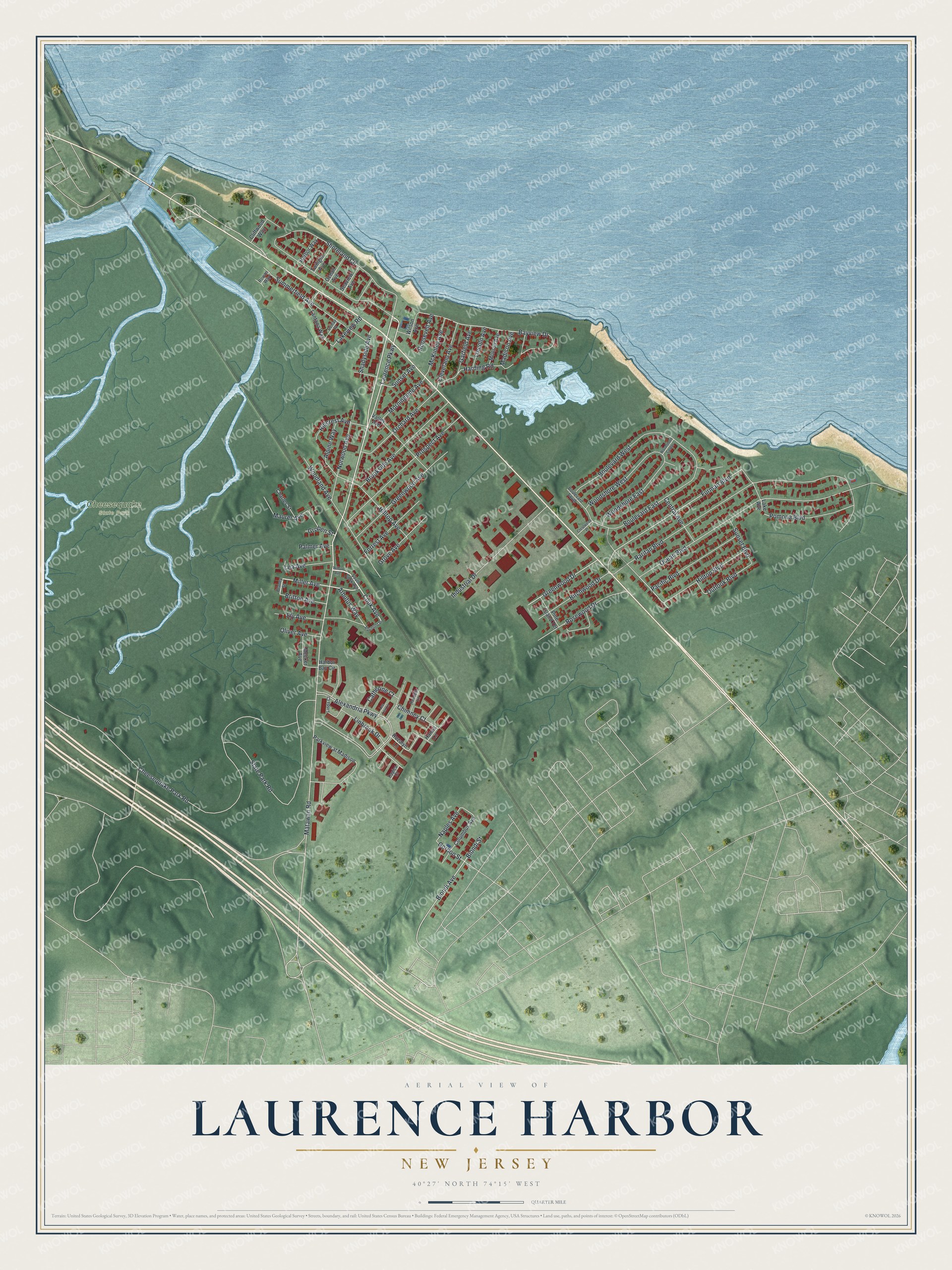 Watermarked full-map preview of Laurence Harbor, New Jersey