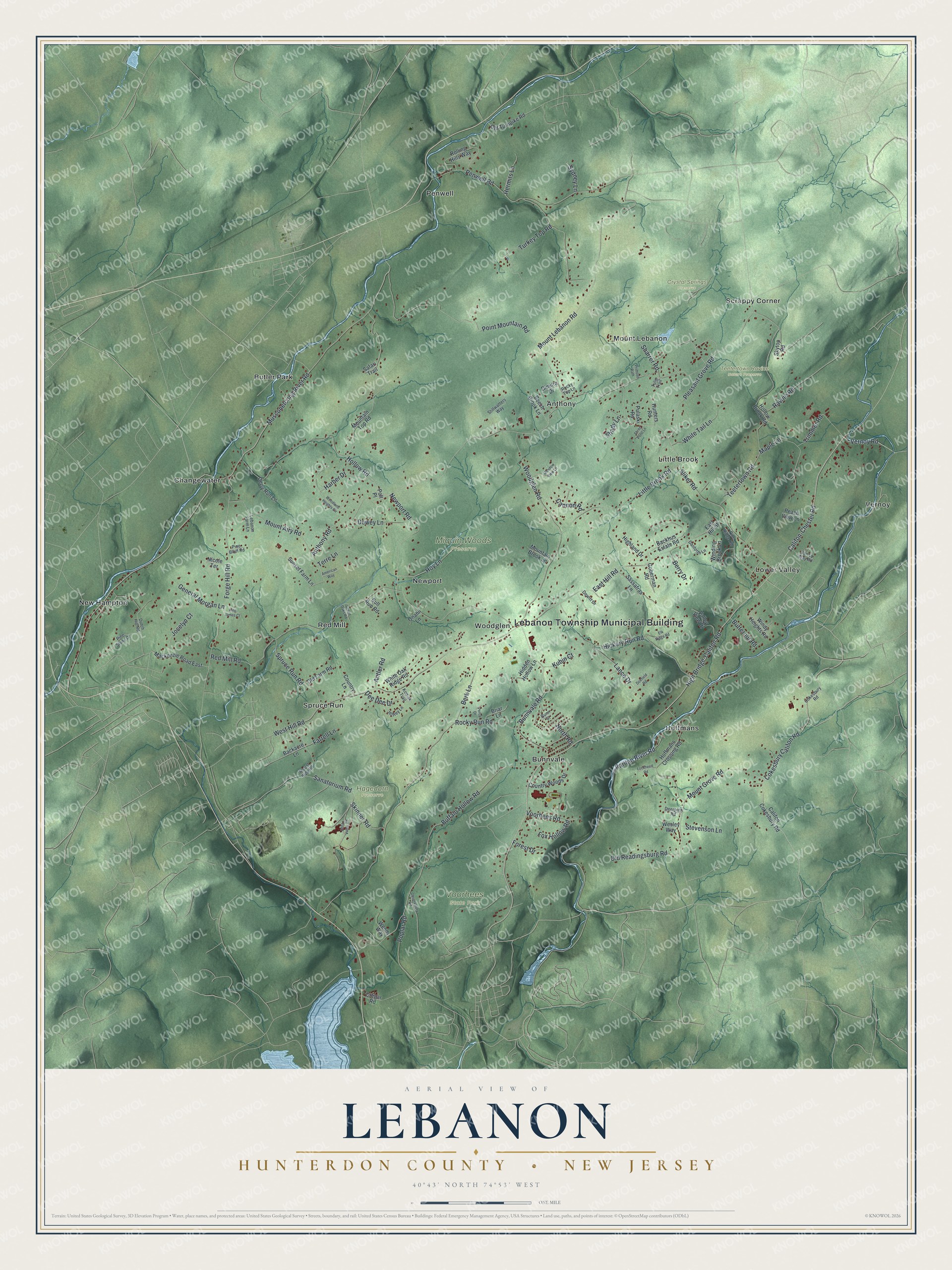 Watermarked full-map preview of Lebanon, New Jersey