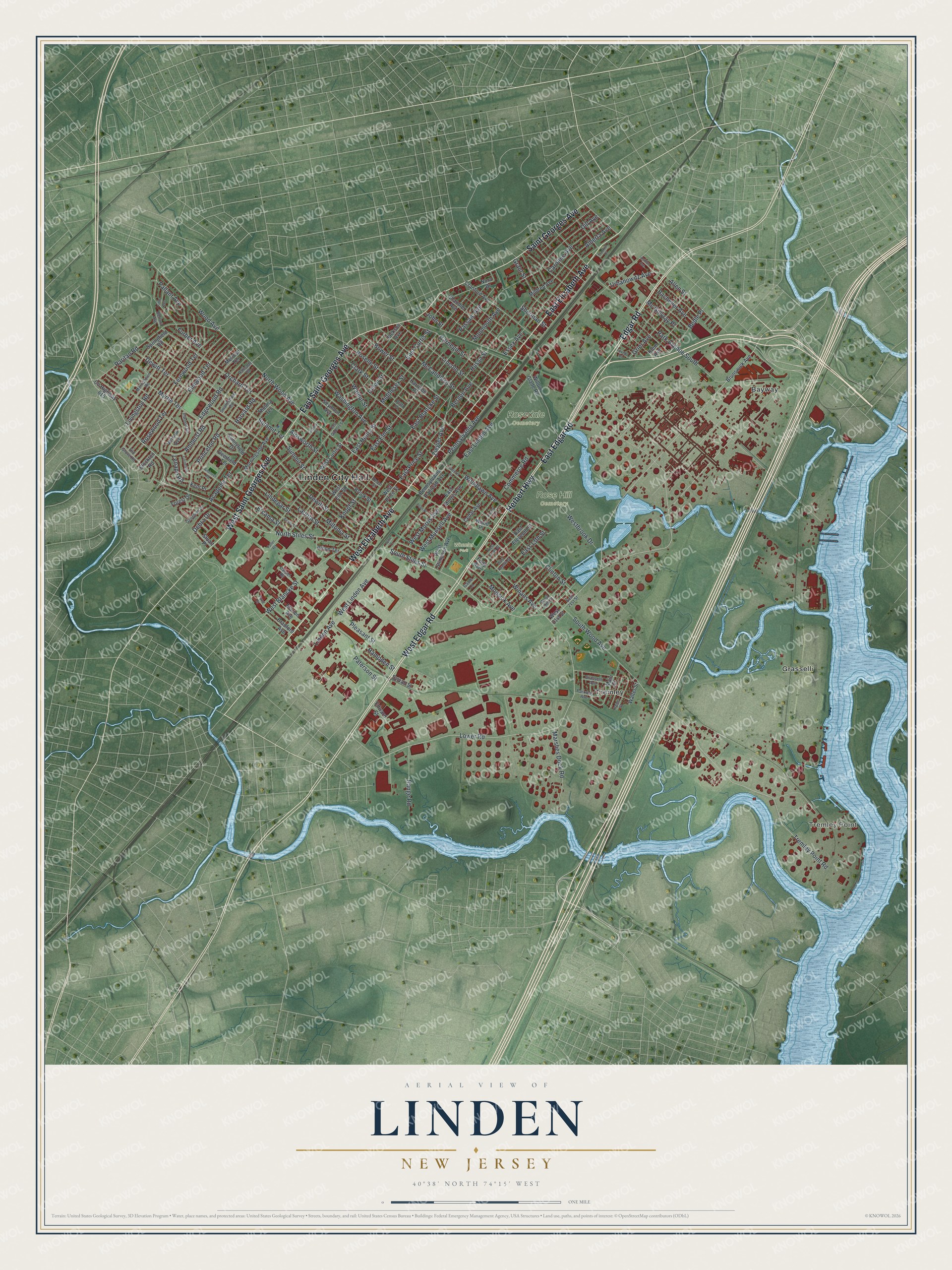 Watermarked full-map preview of Linden, New Jersey