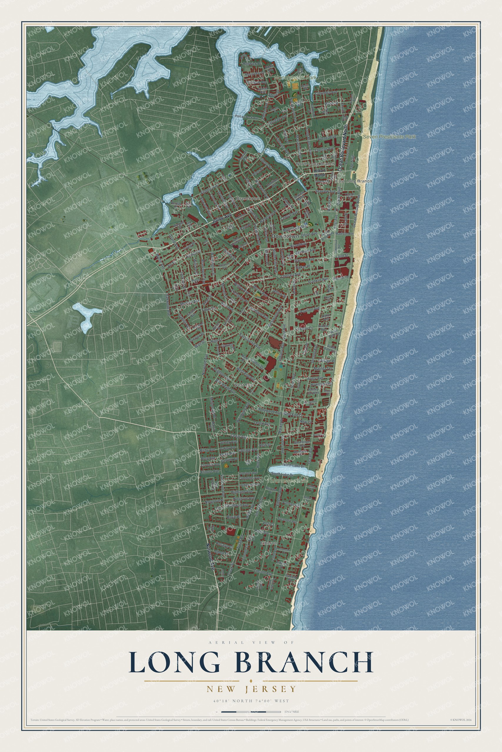 Watermarked full-map preview of Long Branch, New Jersey