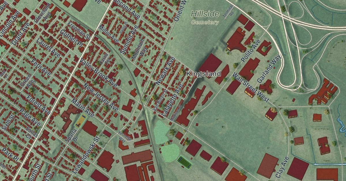 Map of Lyndhurst, New Jersey, Drawn Like an Old Atlas