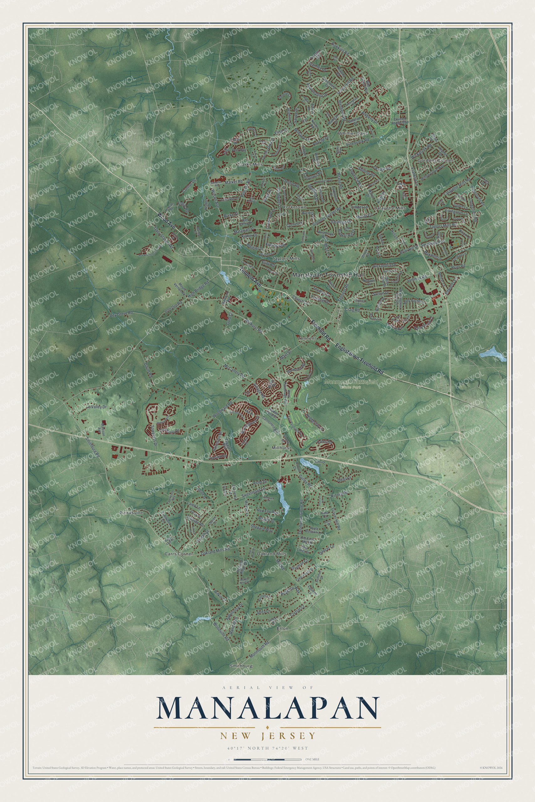Watermarked full-map preview of Manalapan, New Jersey