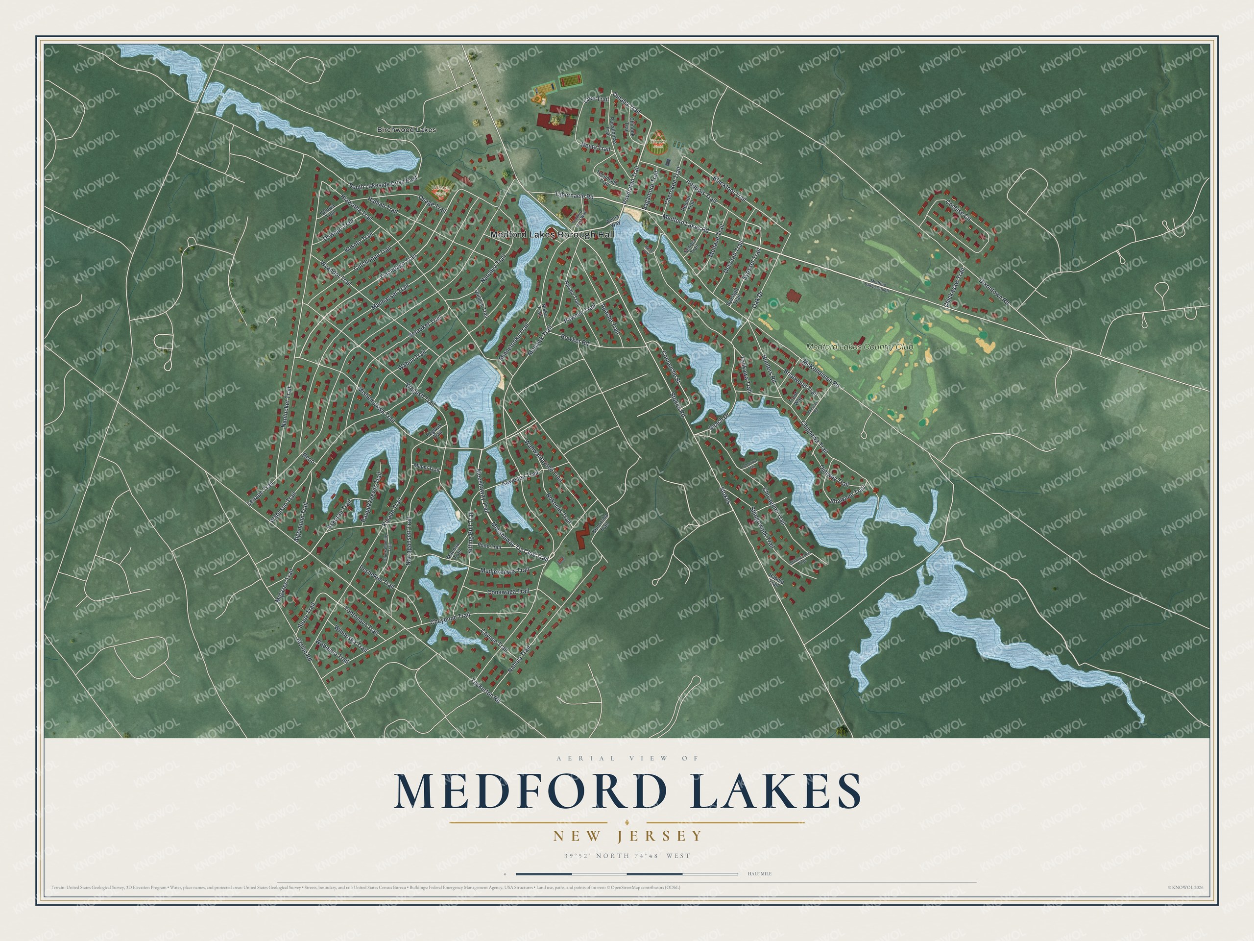Watermarked full-map preview of Medford Lakes, New Jersey