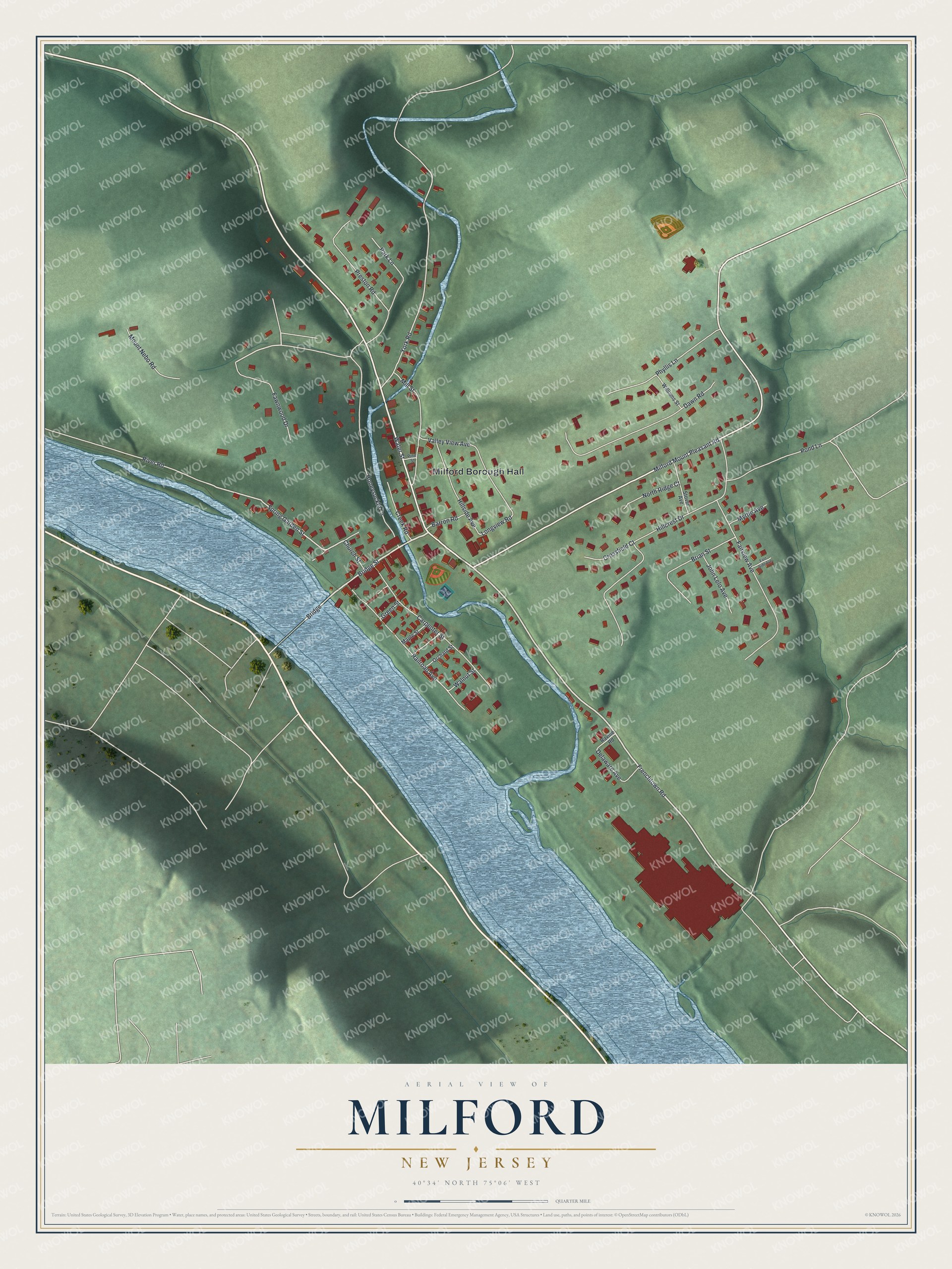 Watermarked full-map preview of Milford, New Jersey