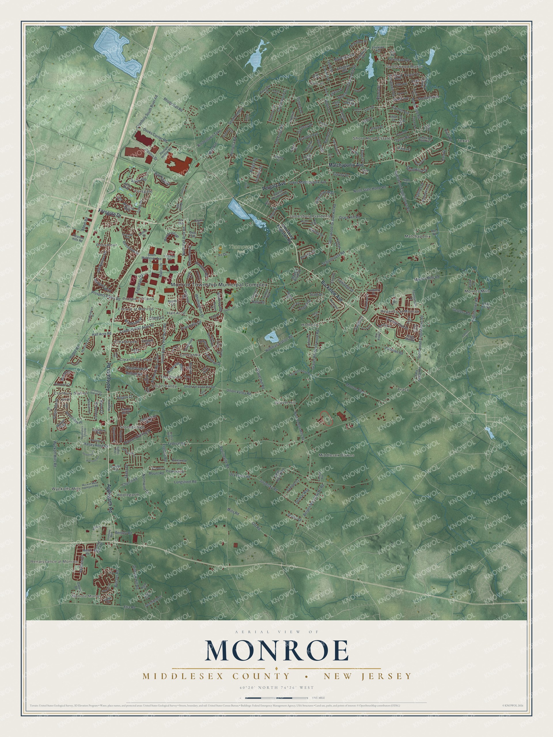Watermarked full-map preview of Monroe, New Jersey