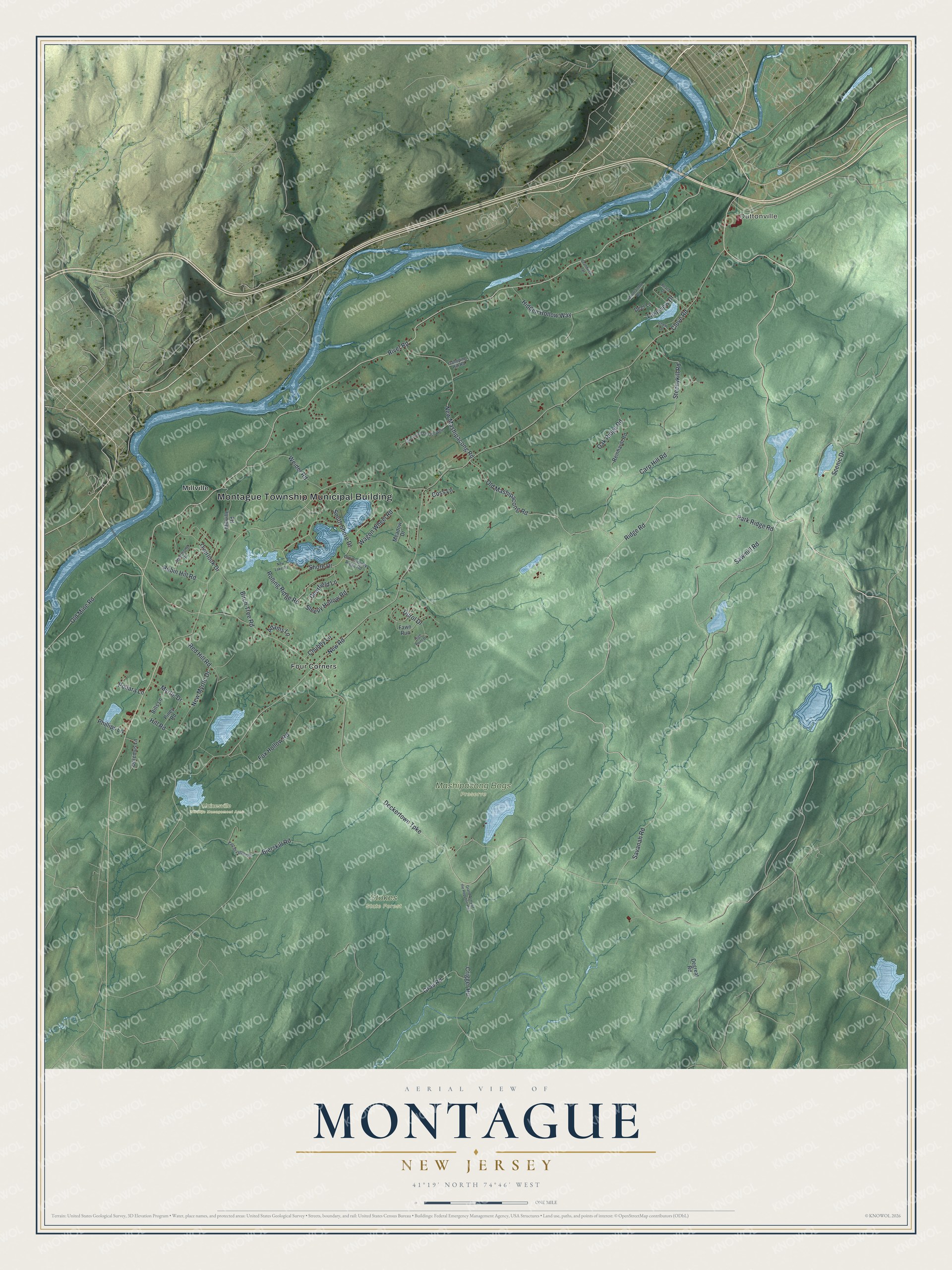 Watermarked full-map preview of Montague, New Jersey