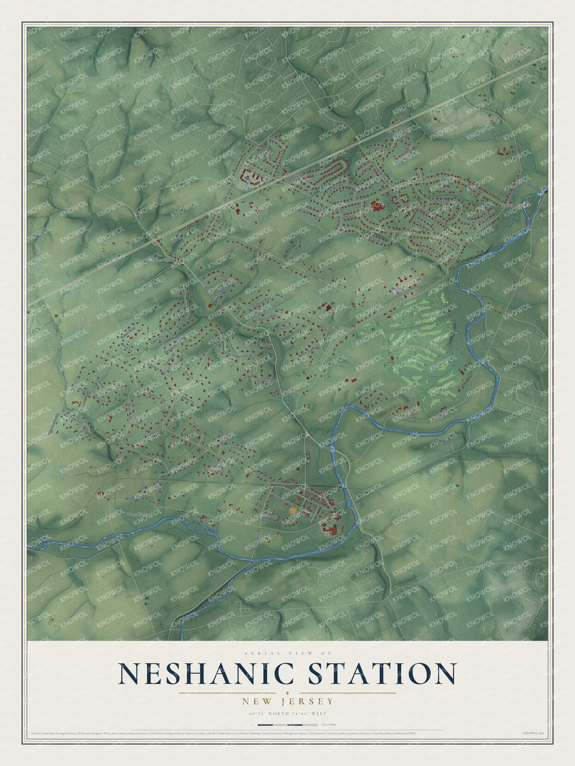 Watermarked full-map preview of Neshanic Station, New Jersey