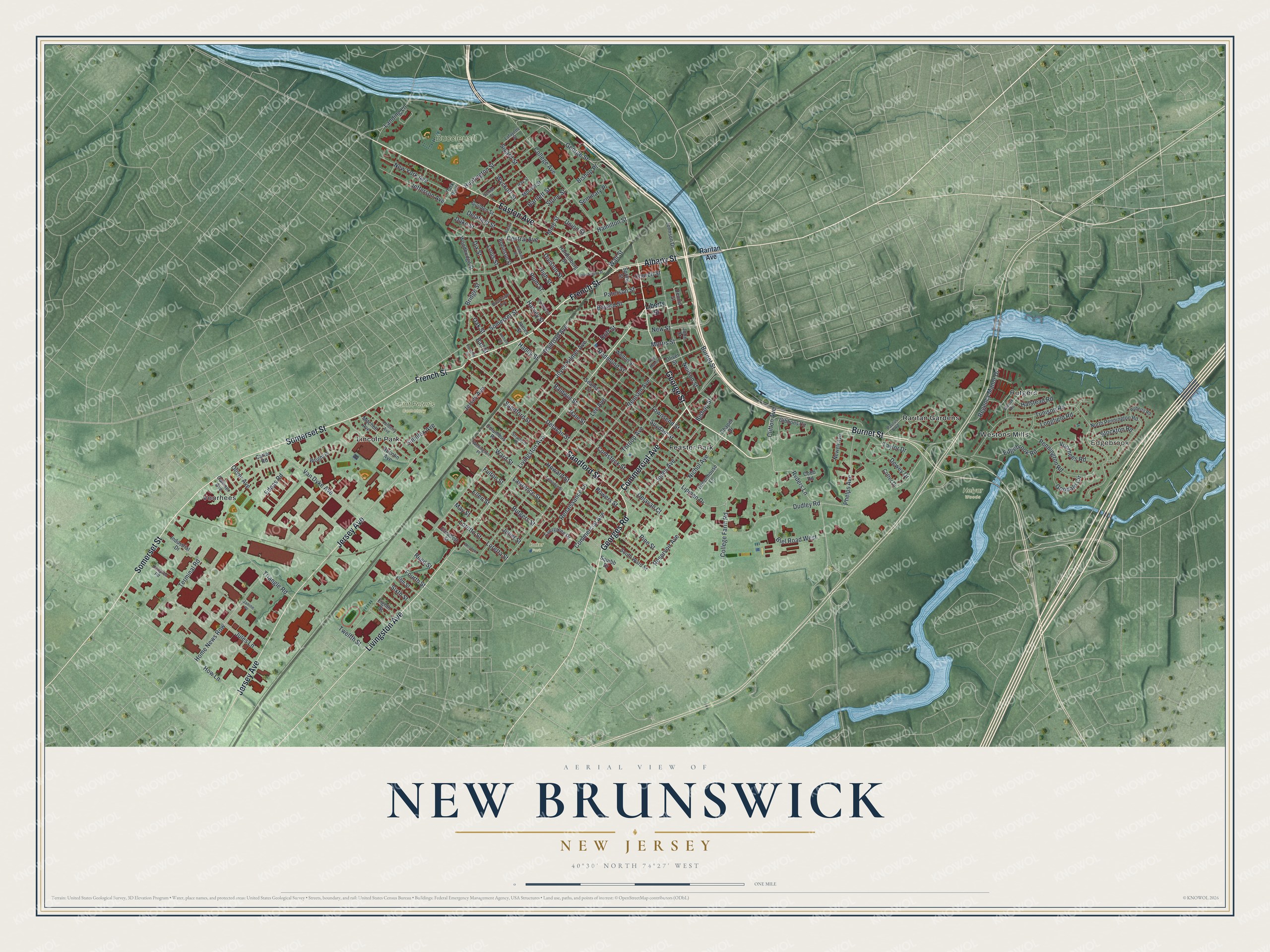 Watermarked full-map preview of New Brunswick, New Jersey