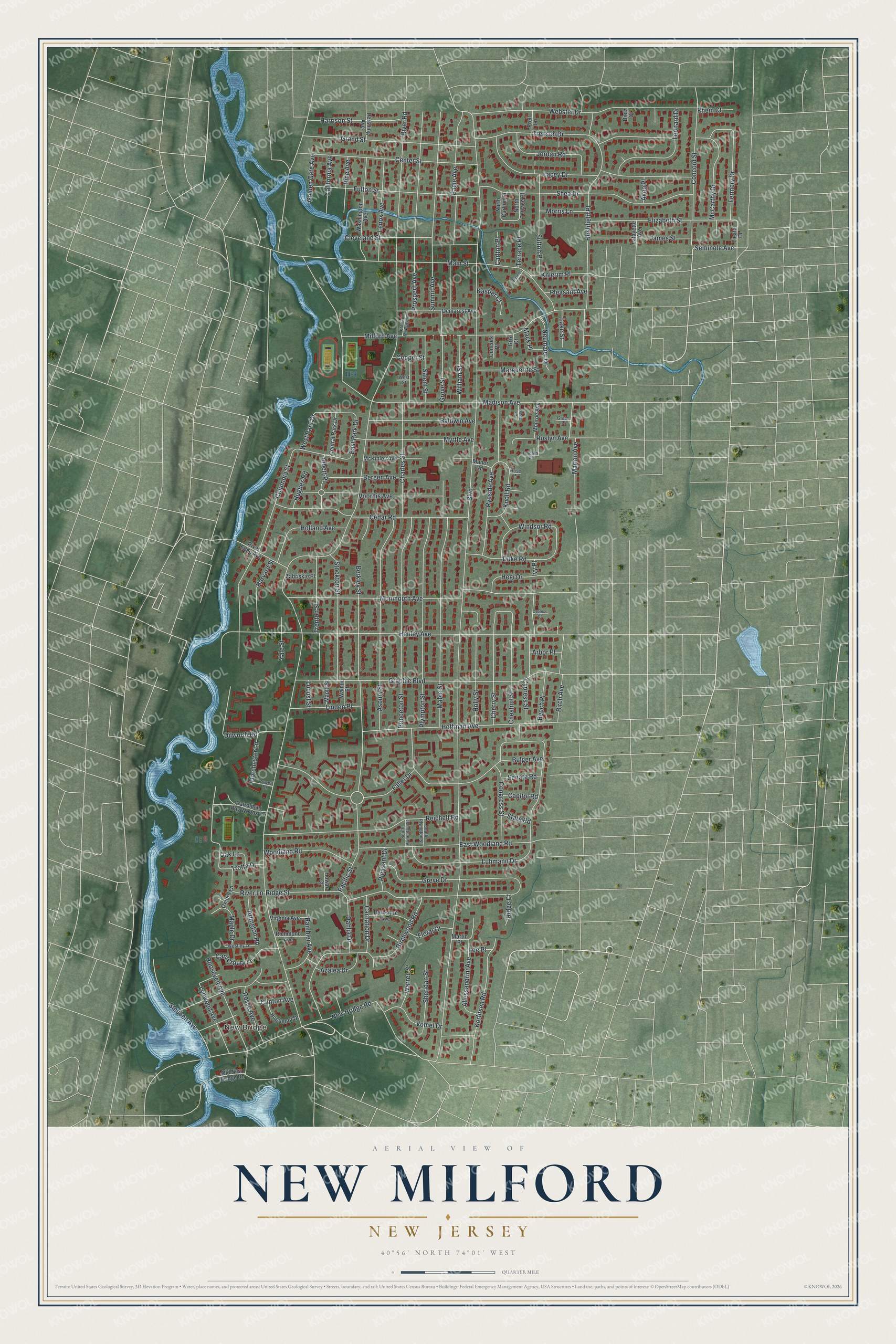 Watermarked full-map preview of New Milford, New Jersey