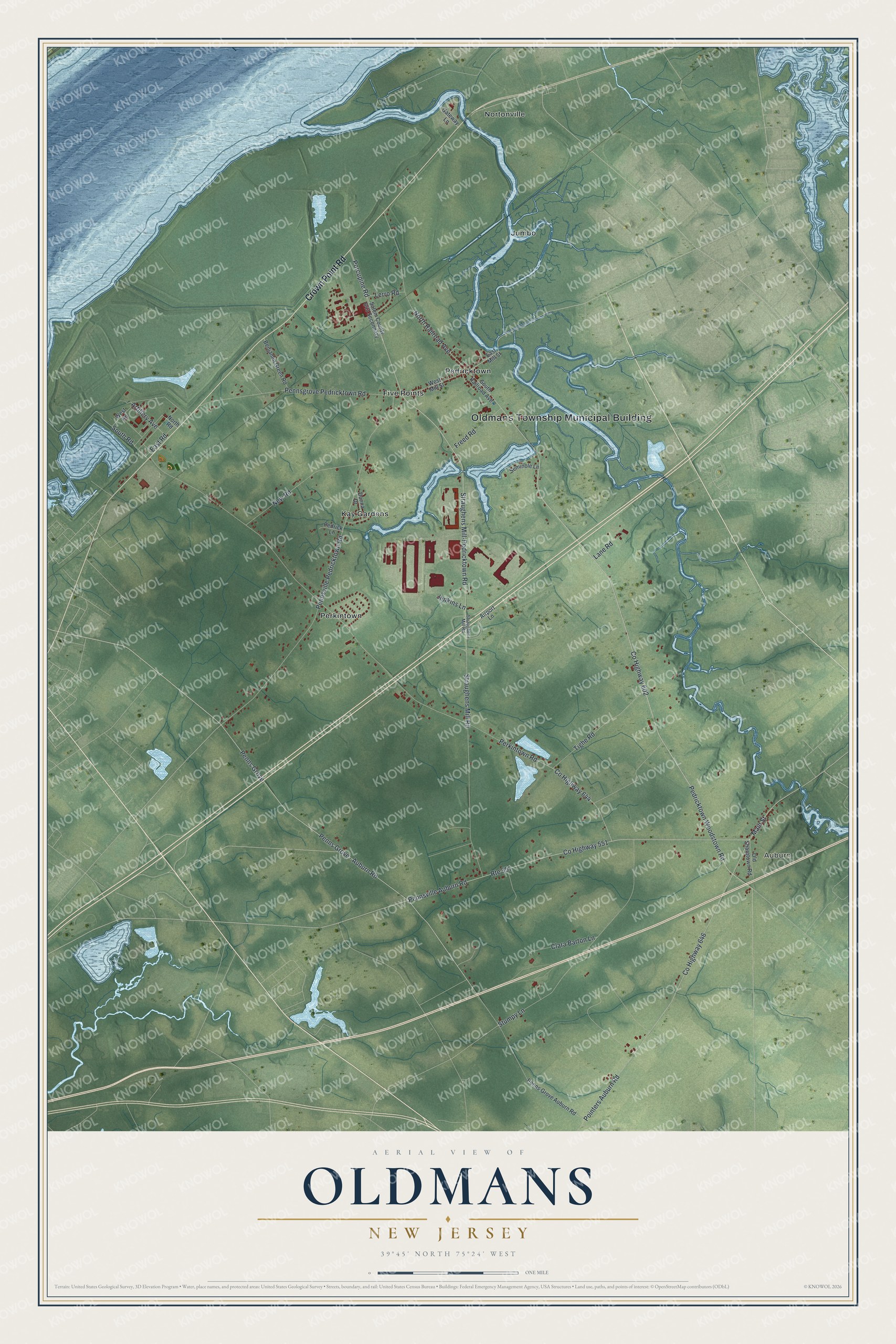 Watermarked full-map preview of Oldmans, New Jersey