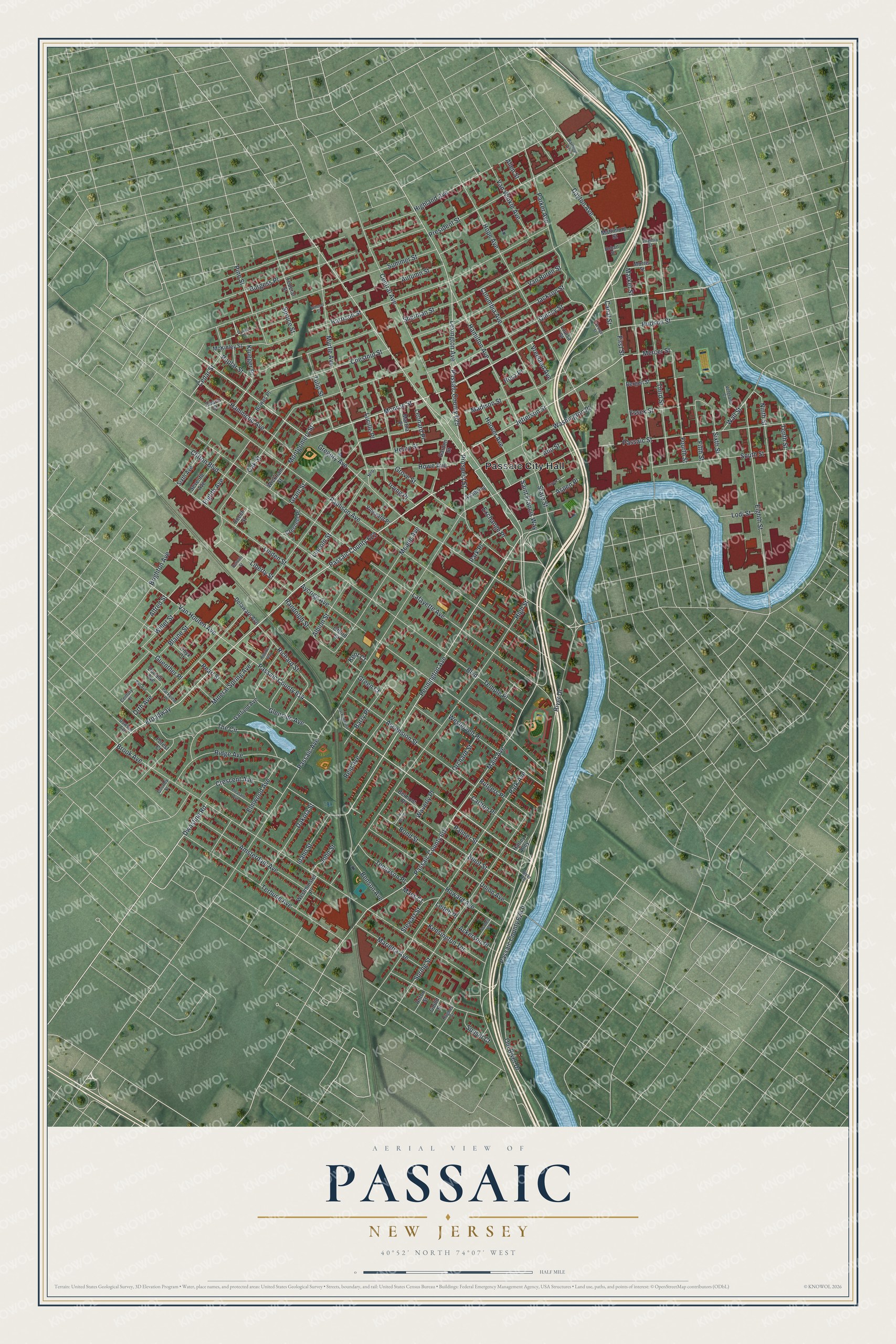 Watermarked full-map preview of Passaic, New Jersey