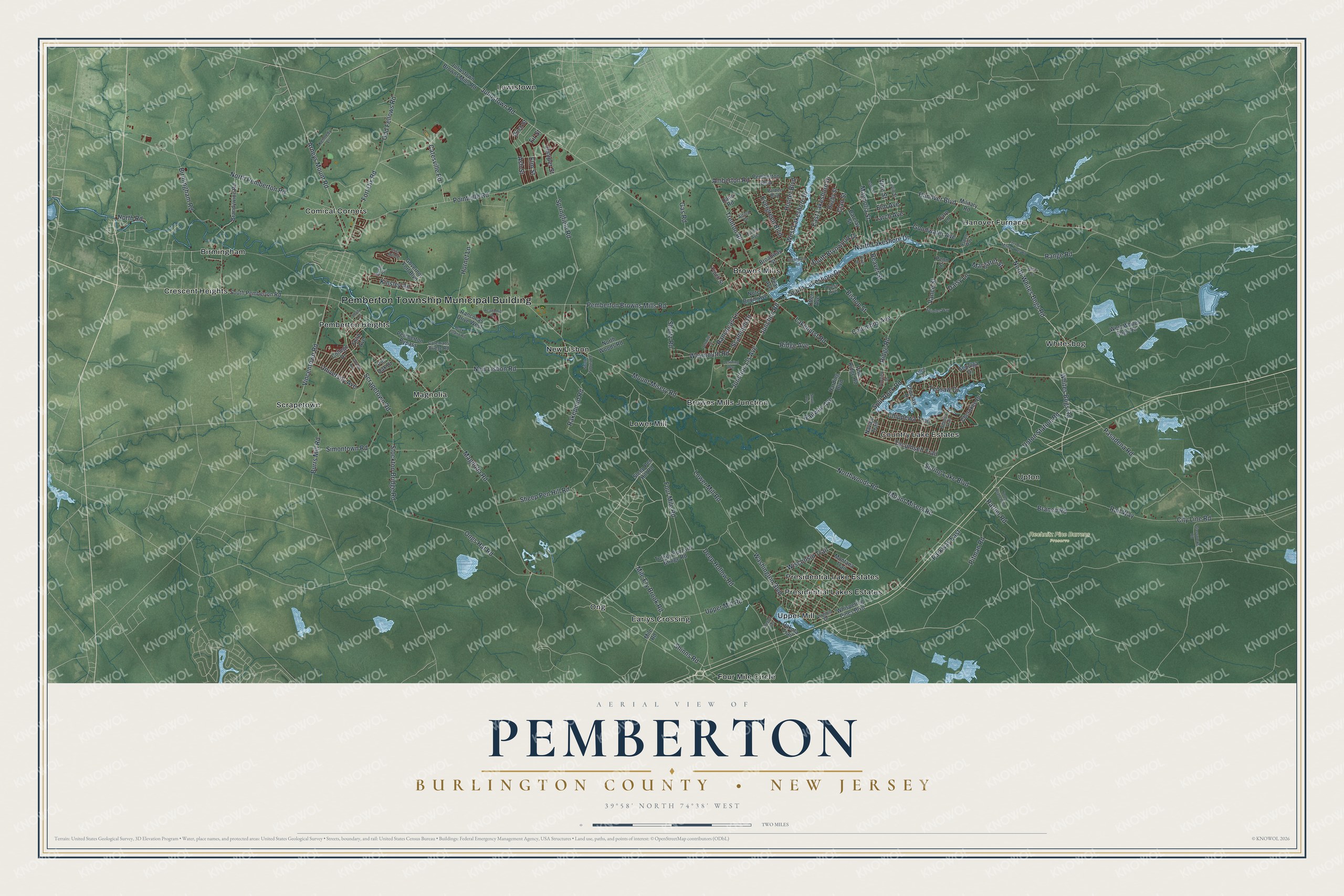 Watermarked full-map preview of Pemberton, New Jersey