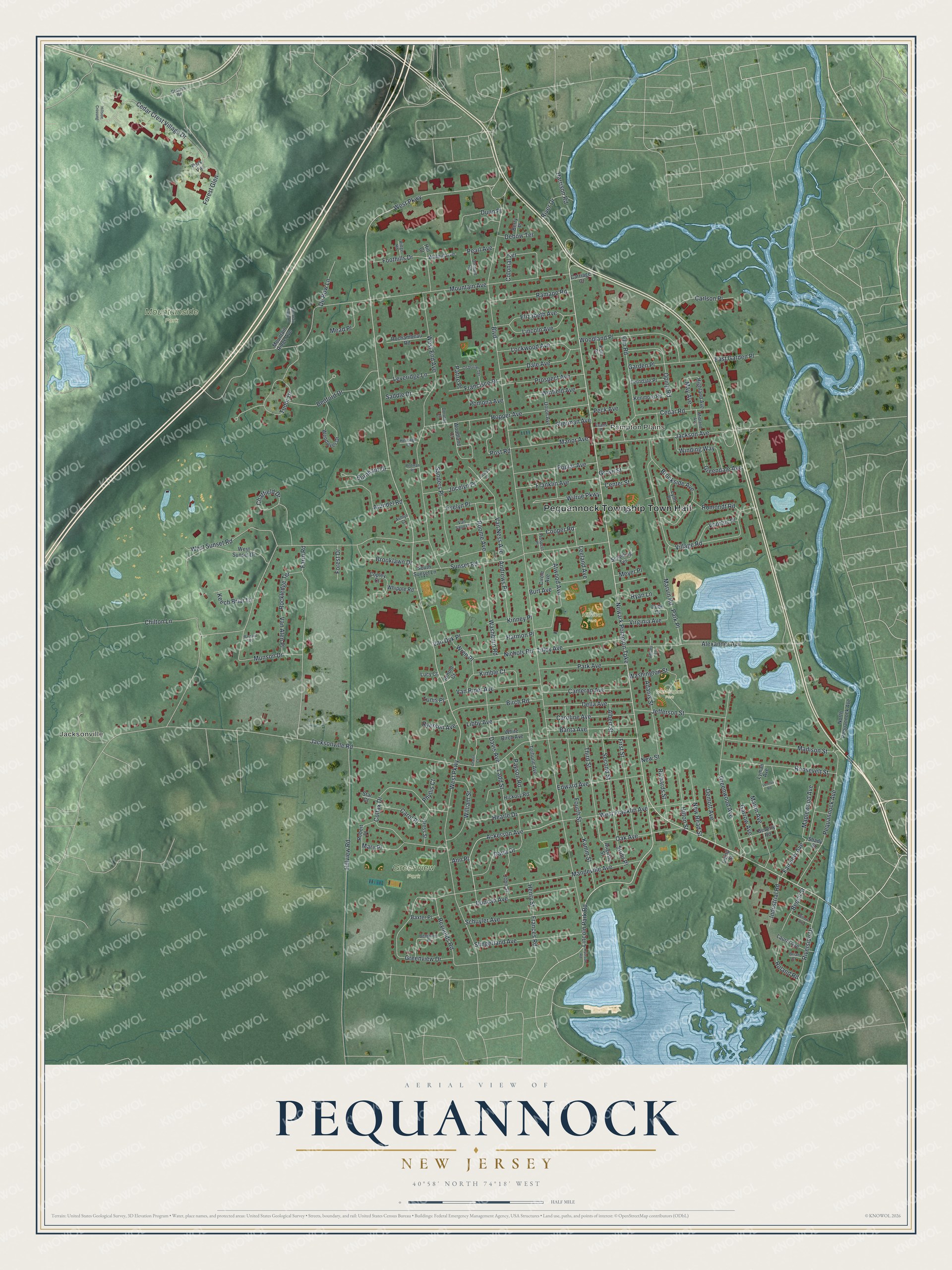 Watermarked full-map preview of Pequannock, New Jersey