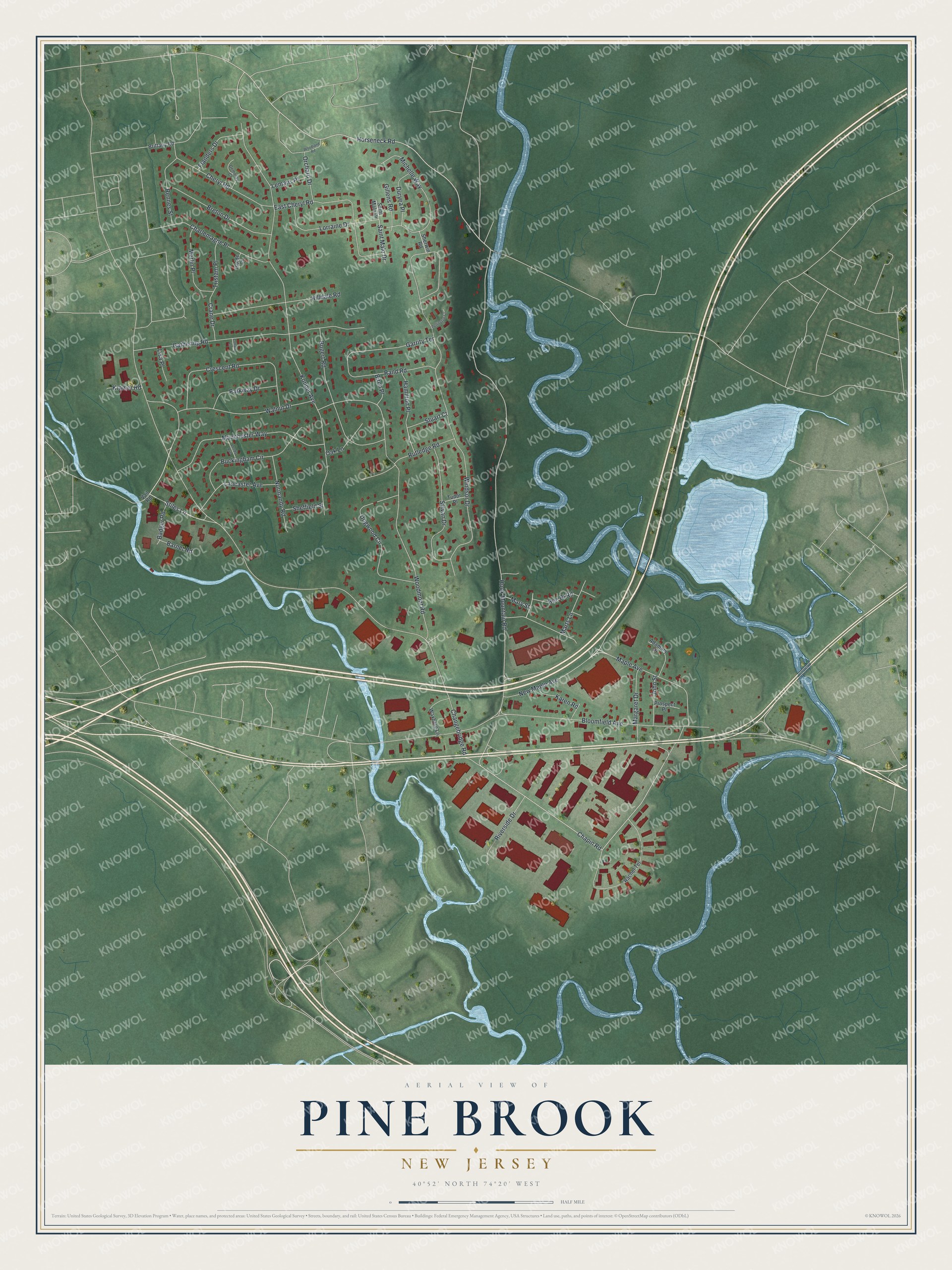 Watermarked full-map preview of Pine Brook, New Jersey