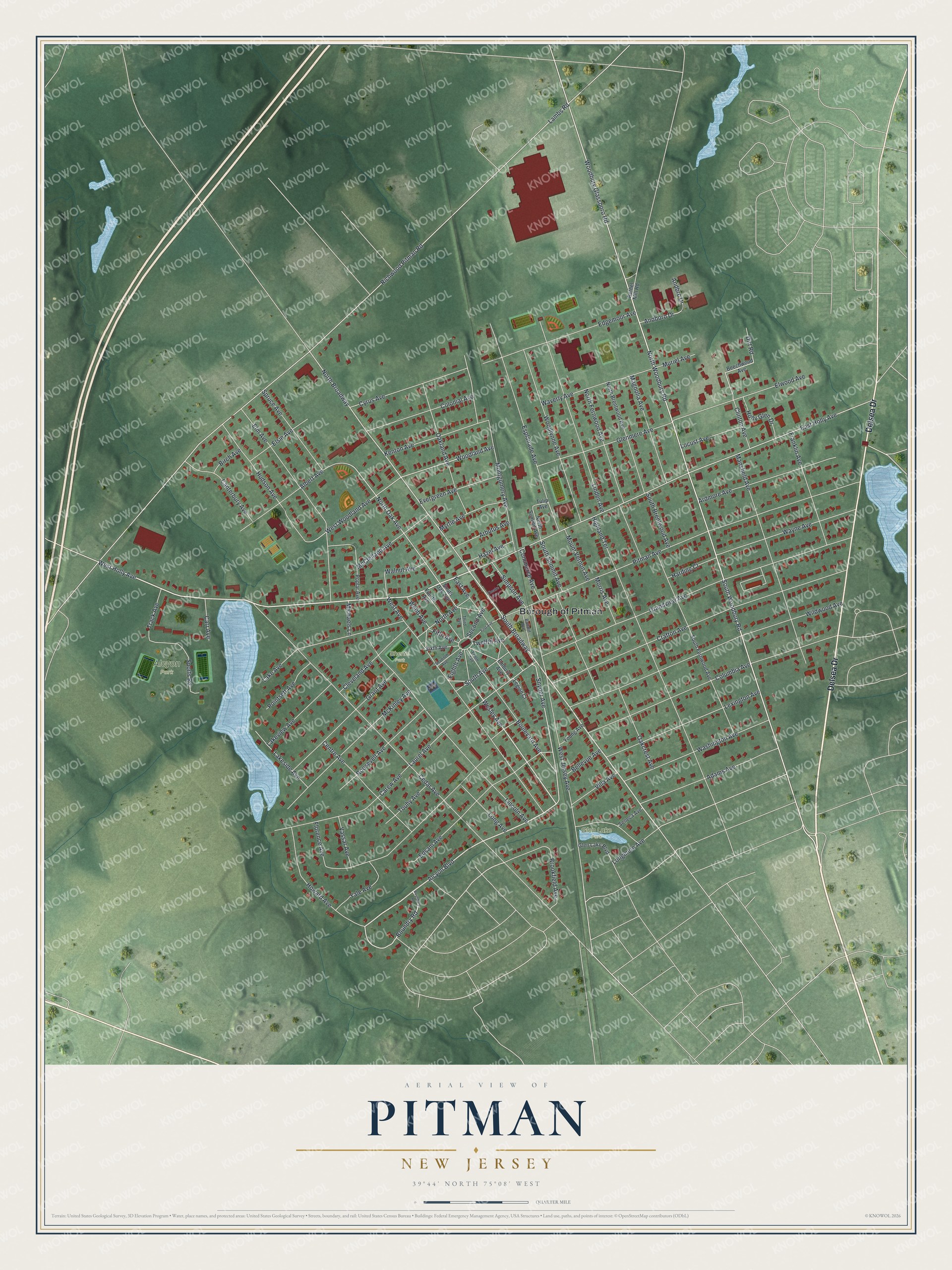 Watermarked full-map preview of Pitman, New Jersey