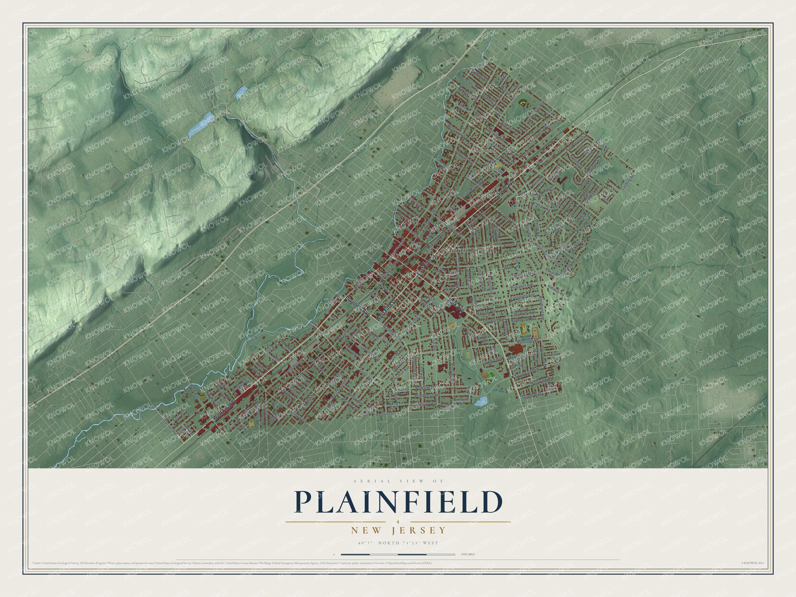 Watermarked full-map preview of Plainfield, New Jersey