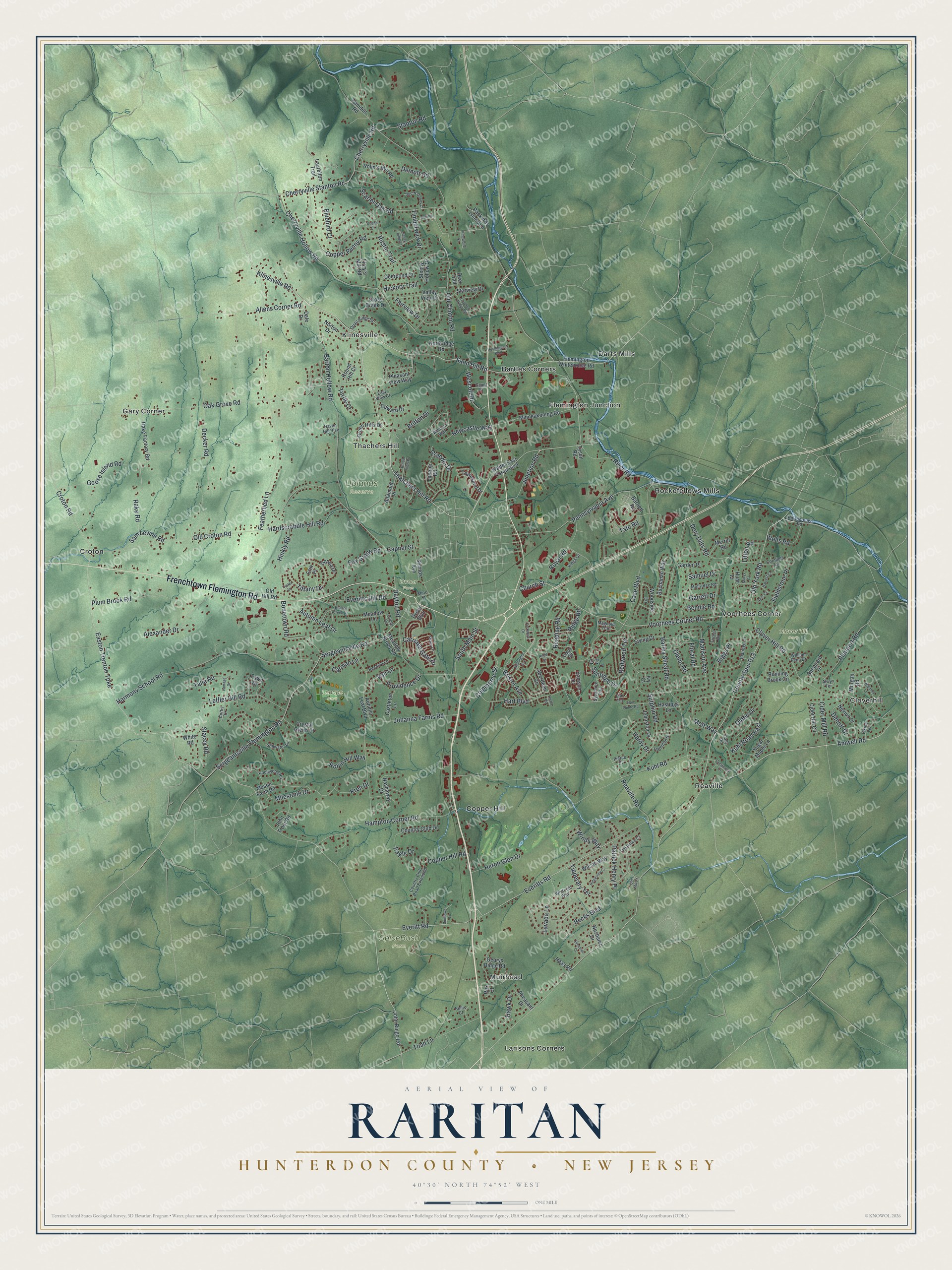 Watermarked full-map preview of Raritan, New Jersey