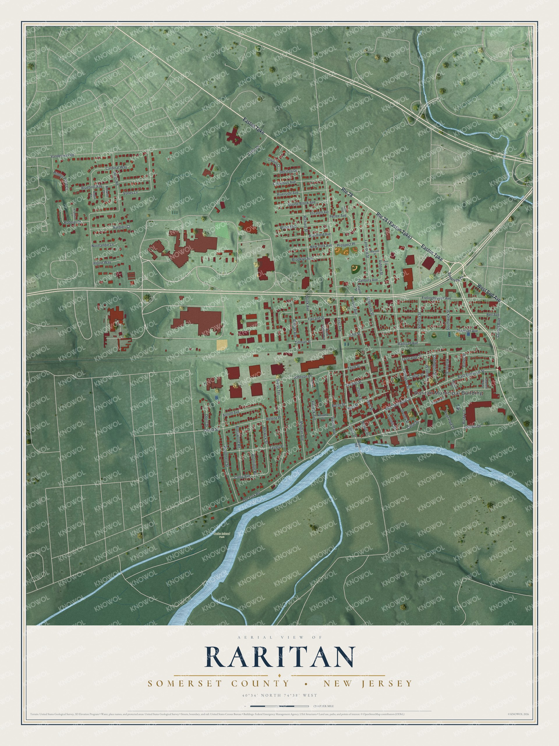 Watermarked full-map preview of Raritan, New Jersey