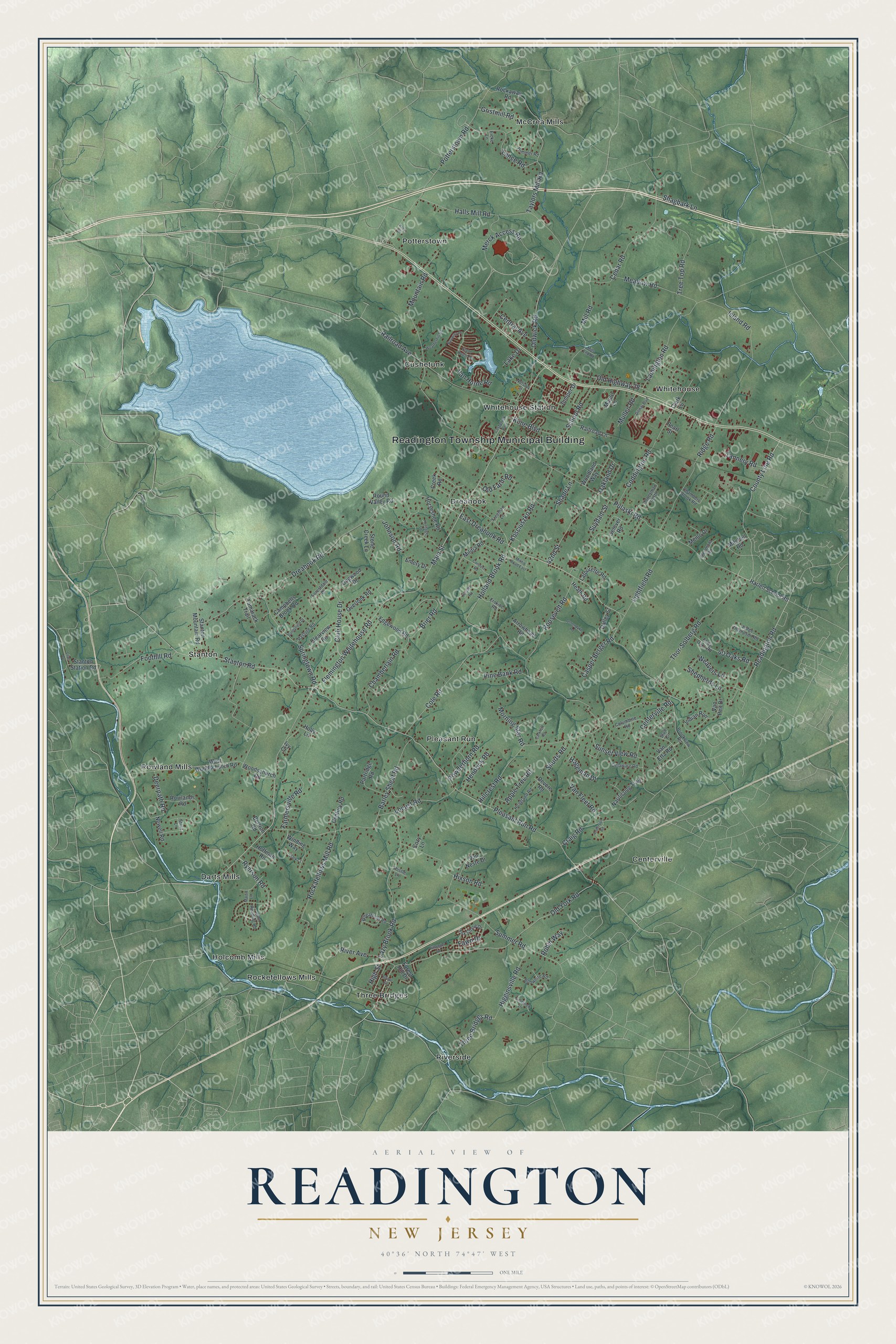 Watermarked full-map preview of Readington, New Jersey