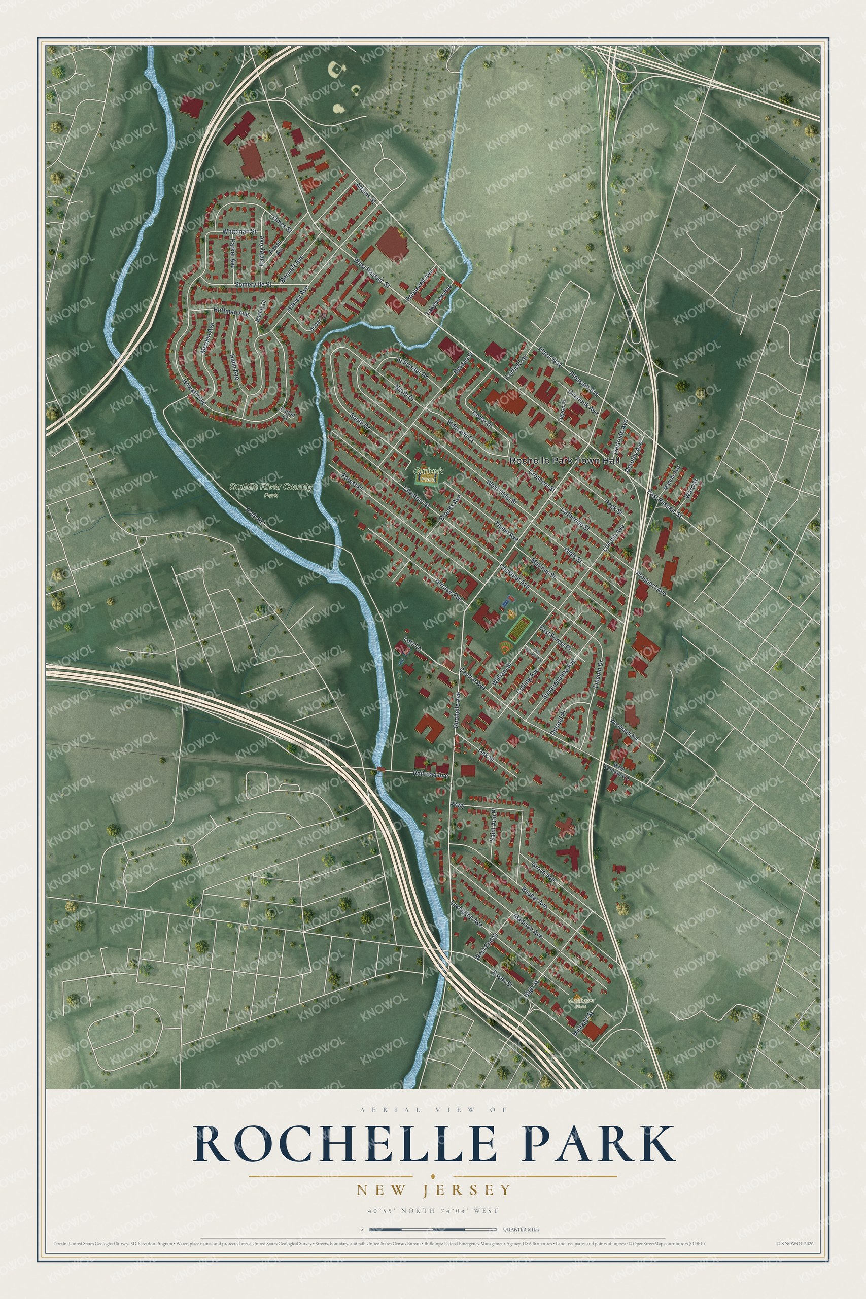 Watermarked full-map preview of Rochelle Park, New Jersey