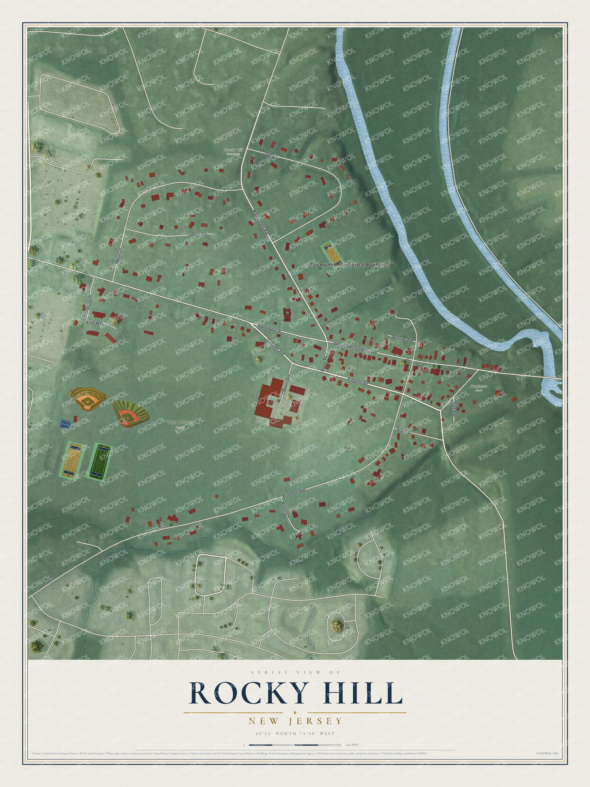 Watermarked full-map preview of Rocky Hill, New Jersey