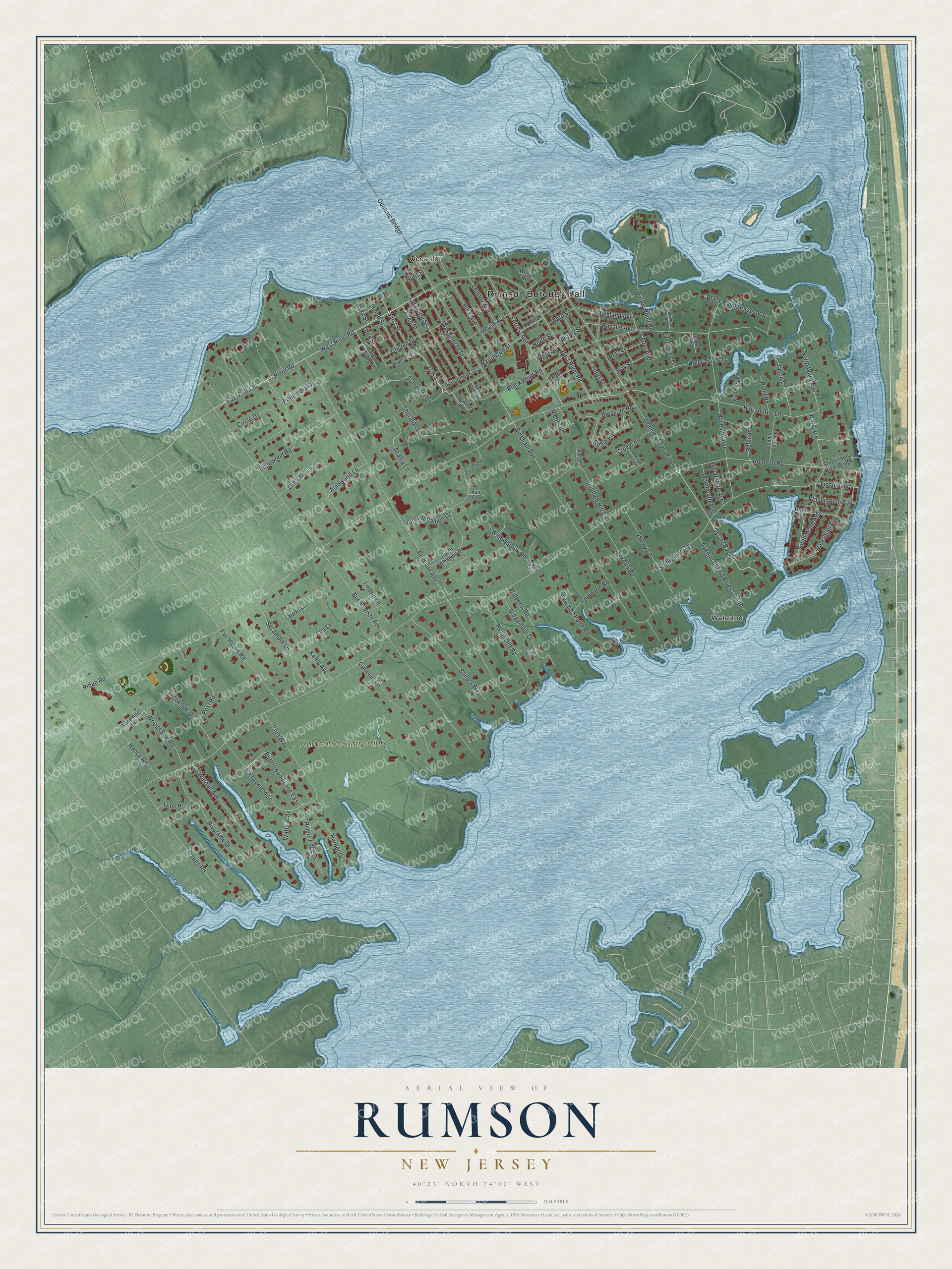 Watermarked full-map preview of Rumson, New Jersey