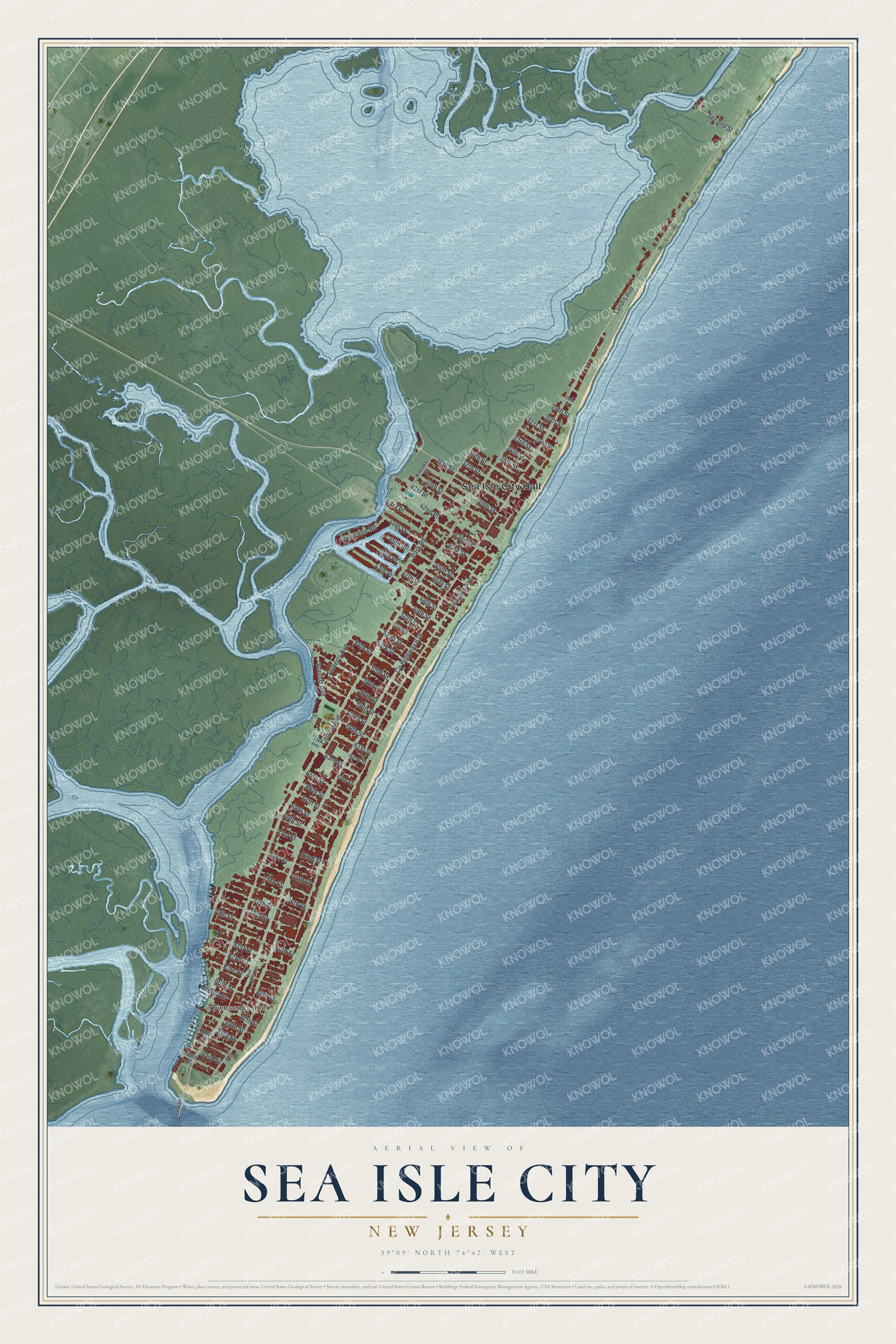 Watermarked full-map preview of Sea Isle City, New Jersey