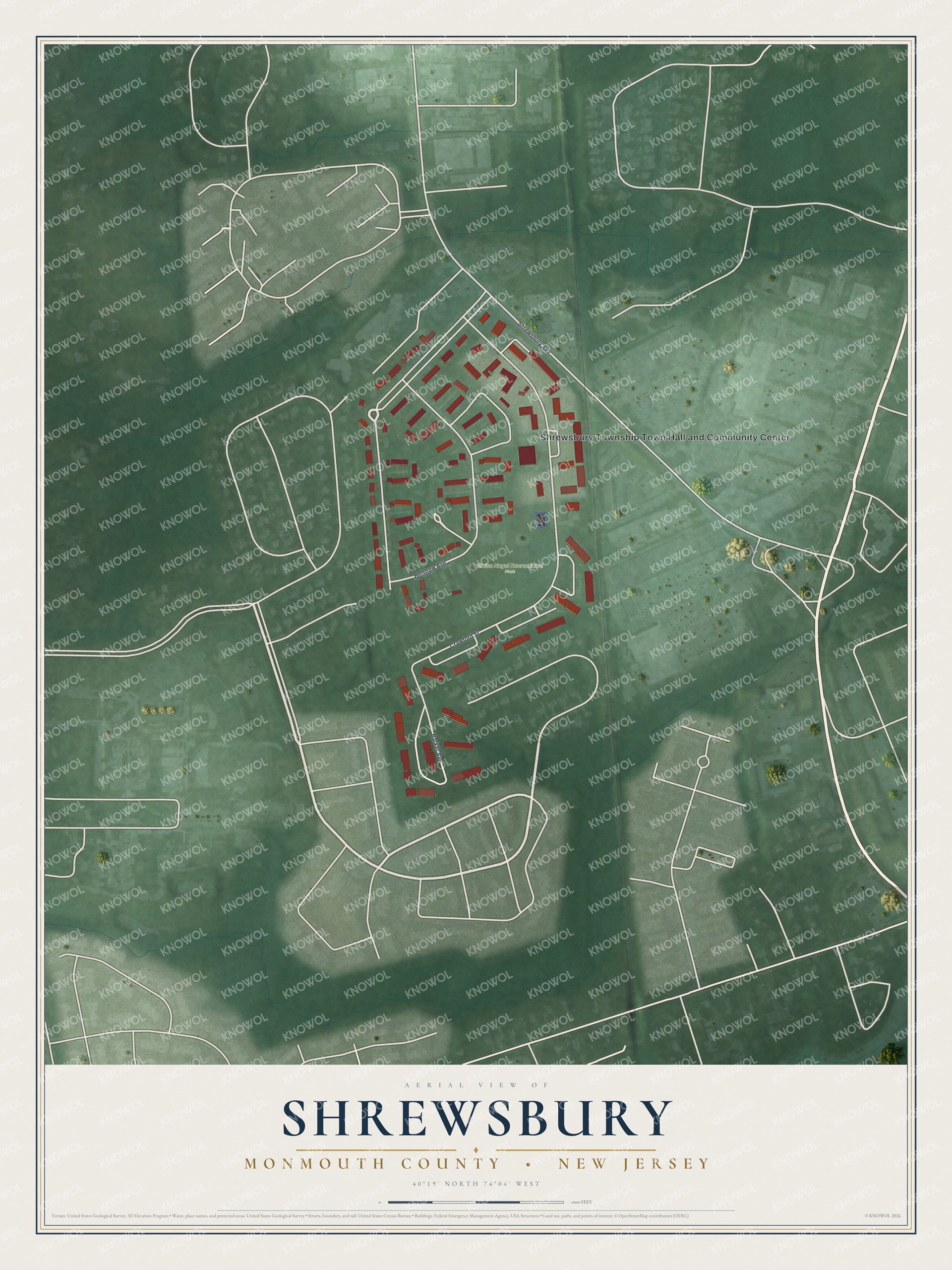 Watermarked full-map preview of Shrewsbury, New Jersey