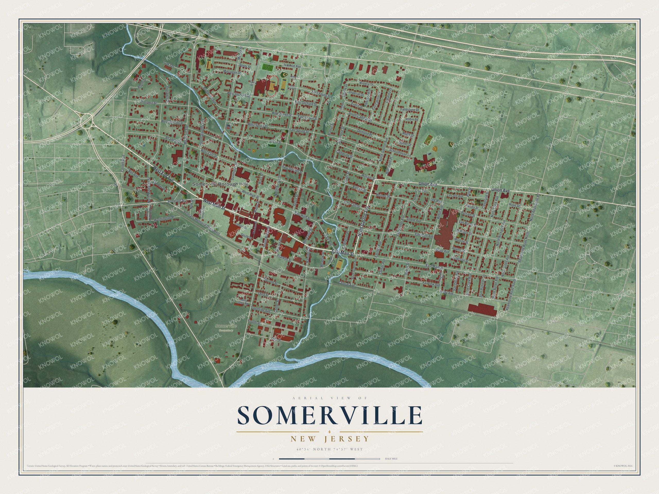 Watermarked full-map preview of Somerville, New Jersey