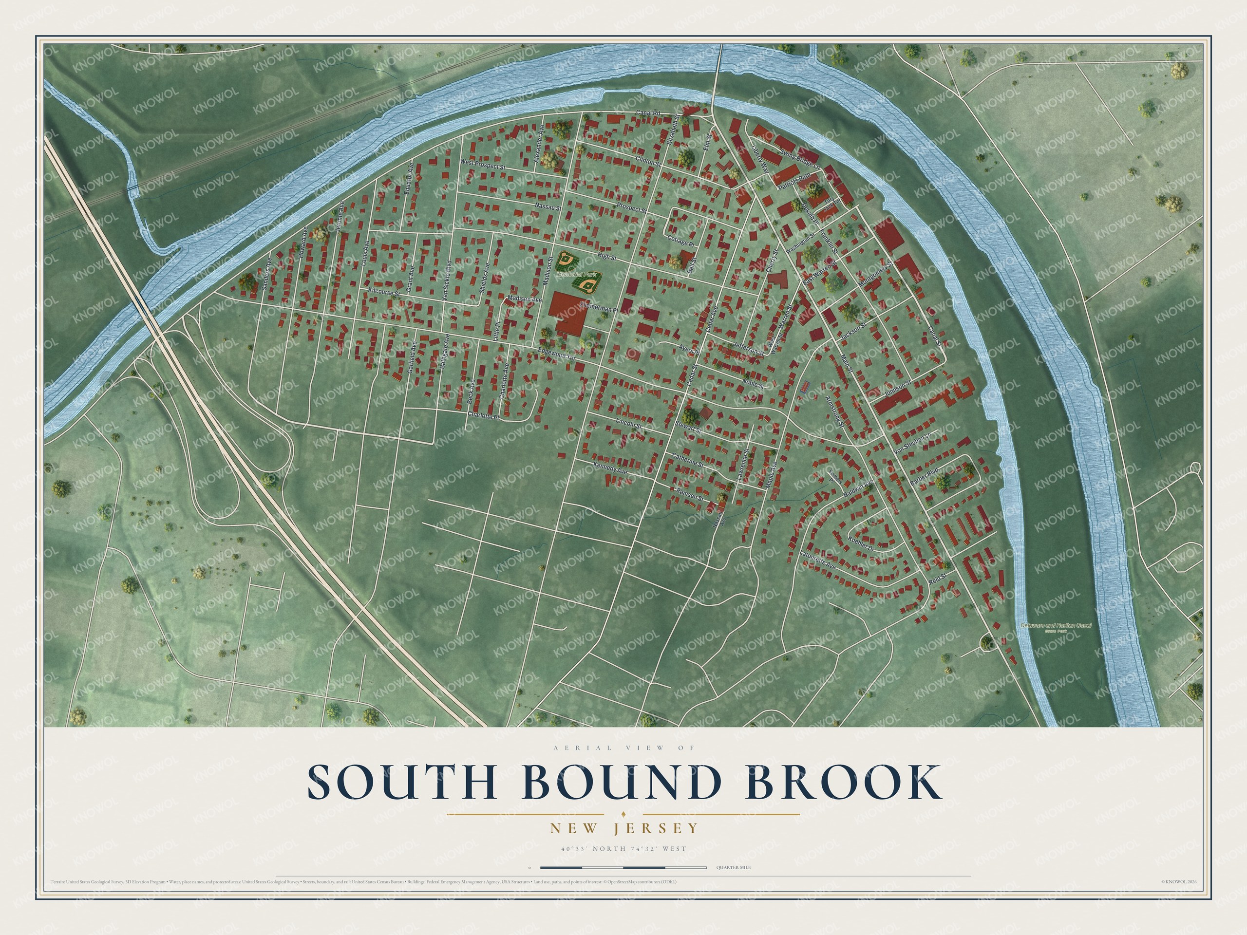 Watermarked full-map preview of South Bound Brook, New Jersey