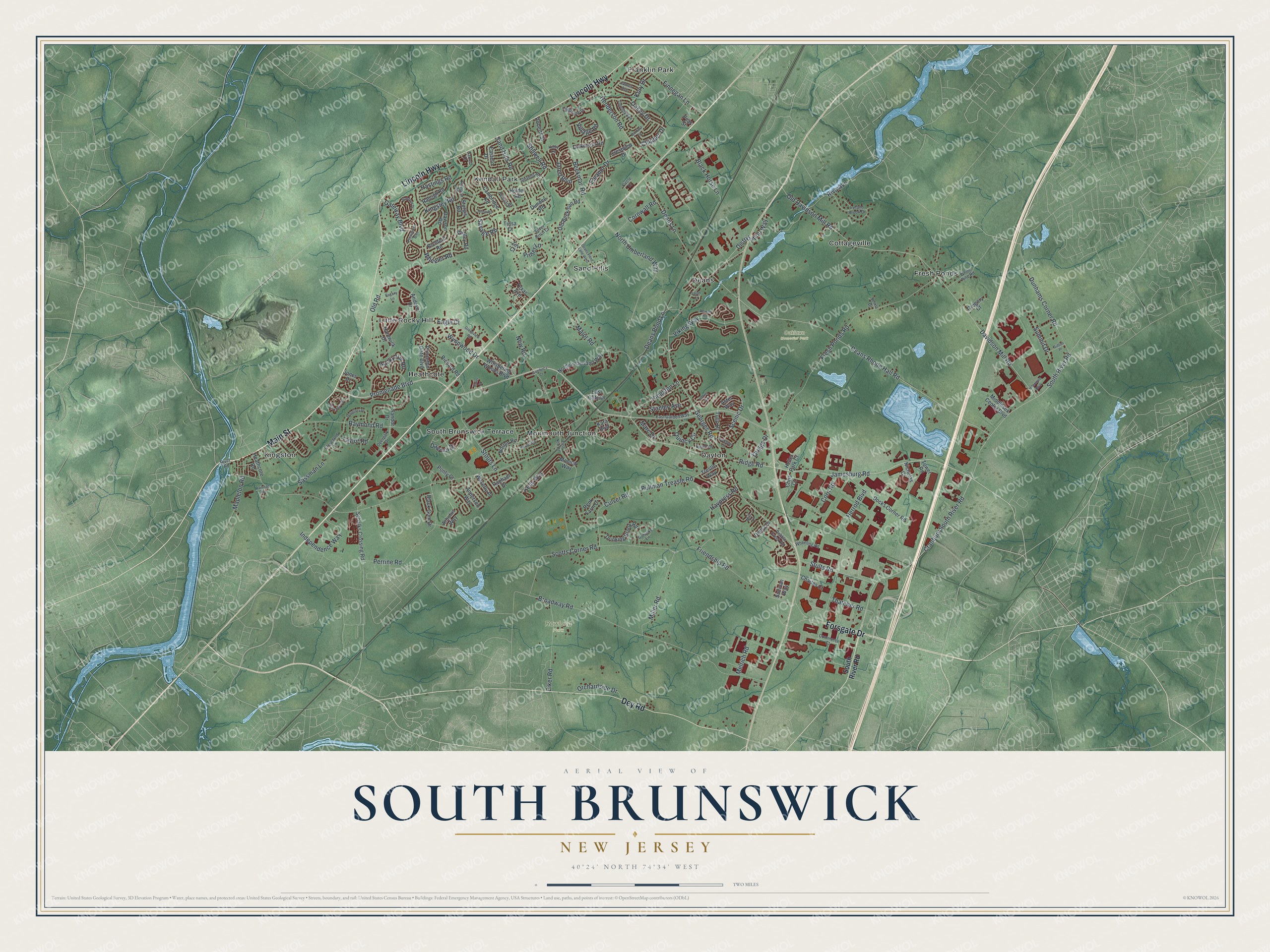 Watermarked full-map preview of South Brunswick, New Jersey