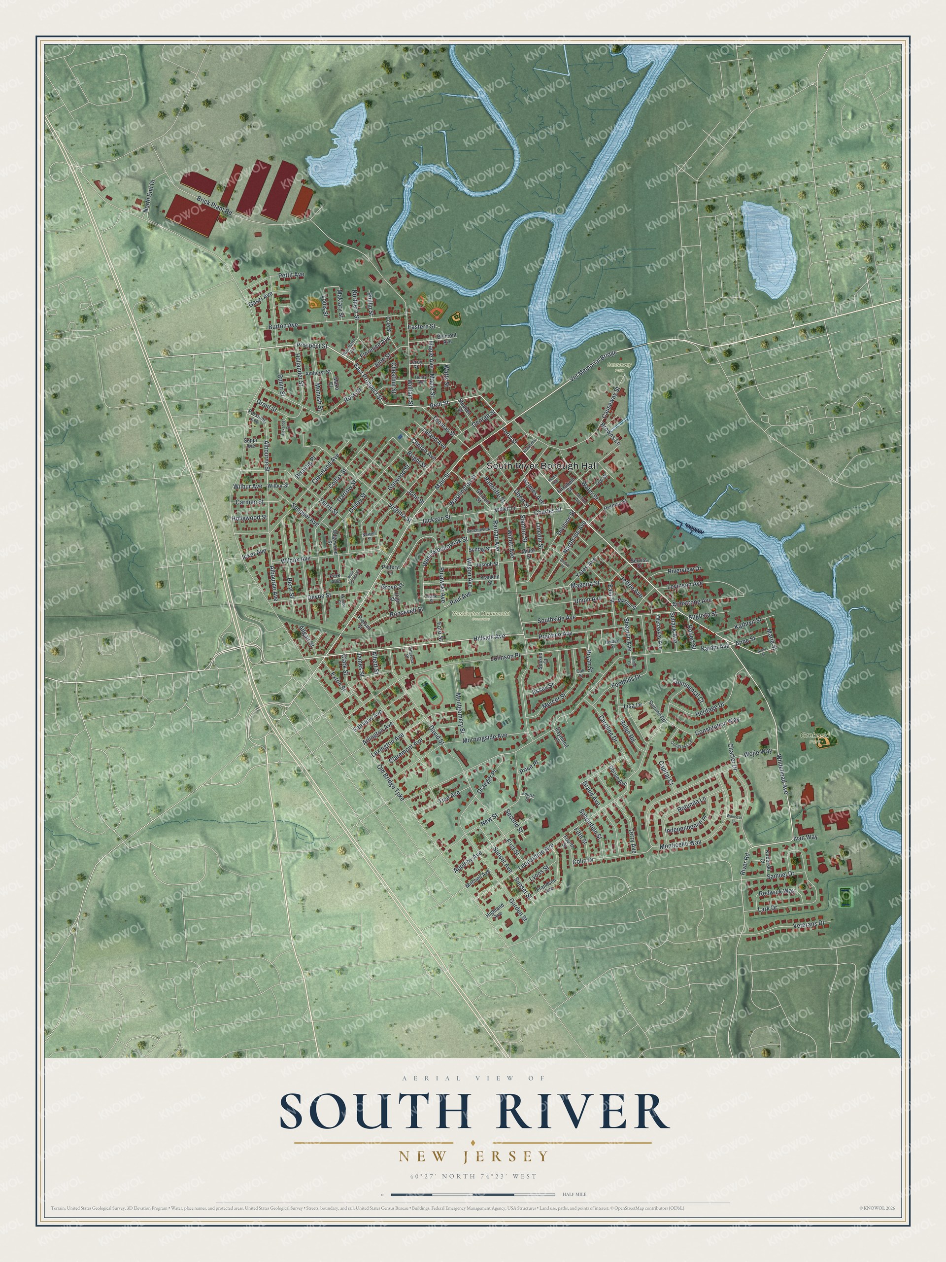 Watermarked full-map preview of South River, New Jersey