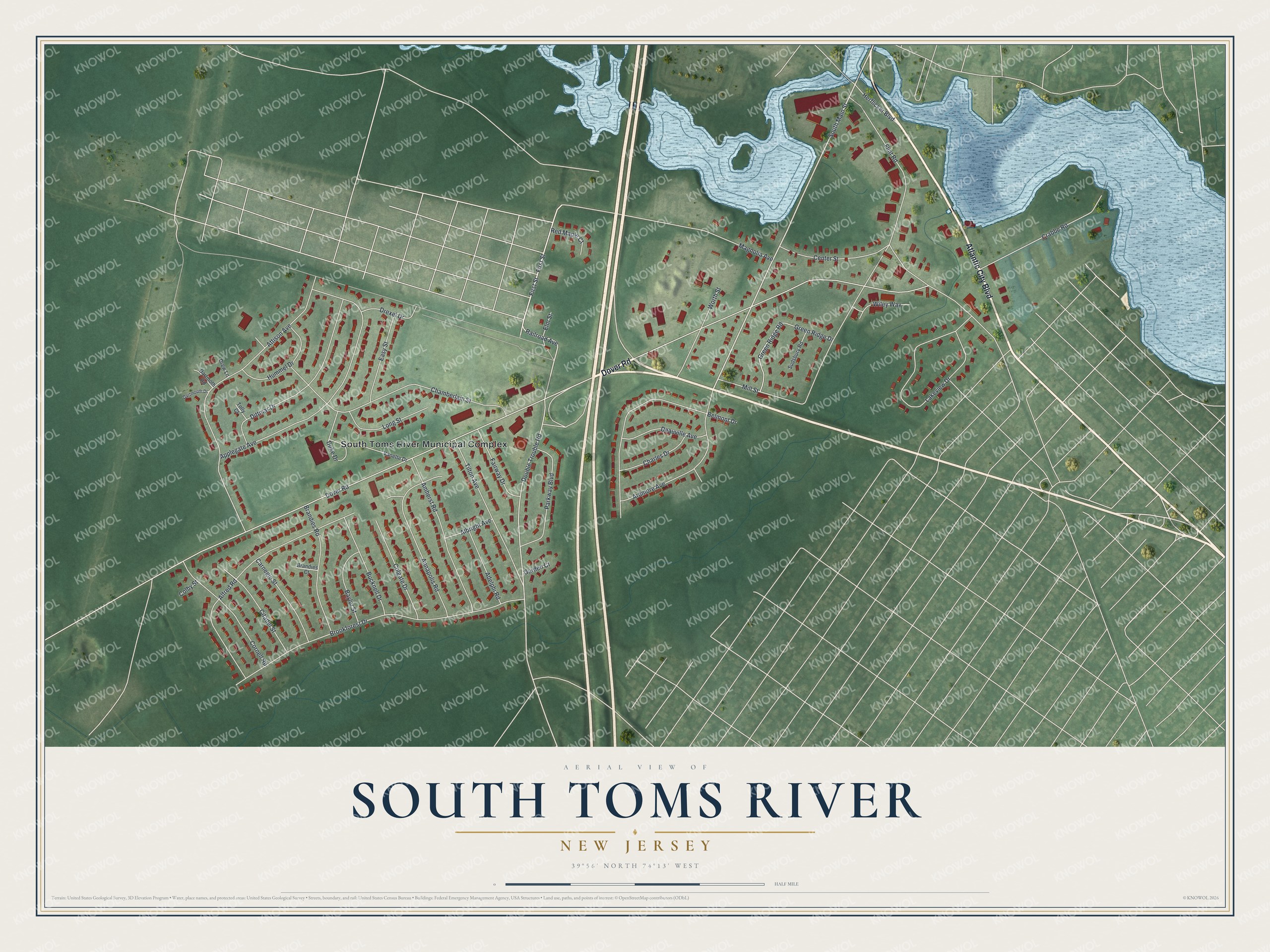 Watermarked full-map preview of South Toms River, New Jersey