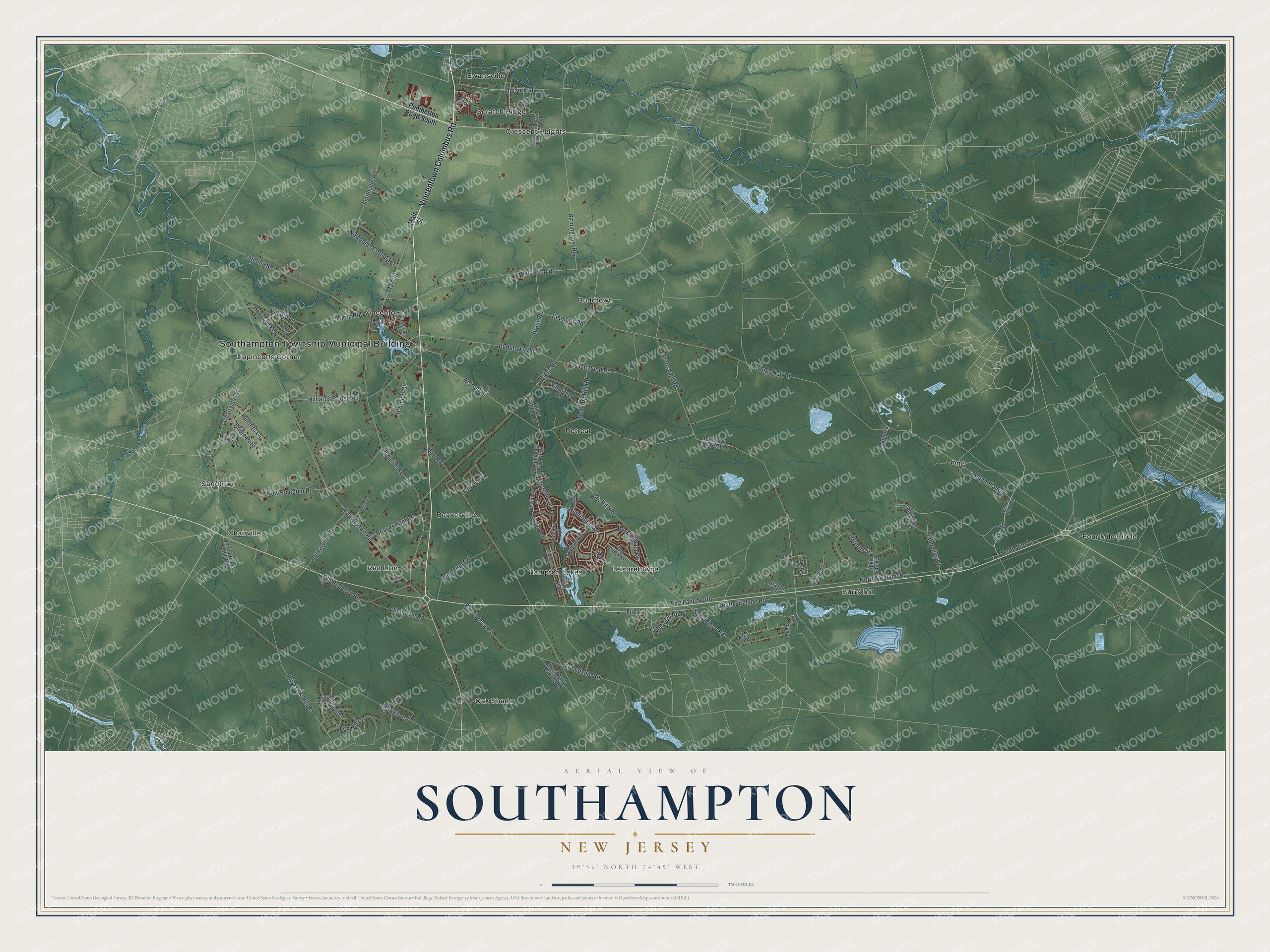 Watermarked full-map preview of Southampton, New Jersey