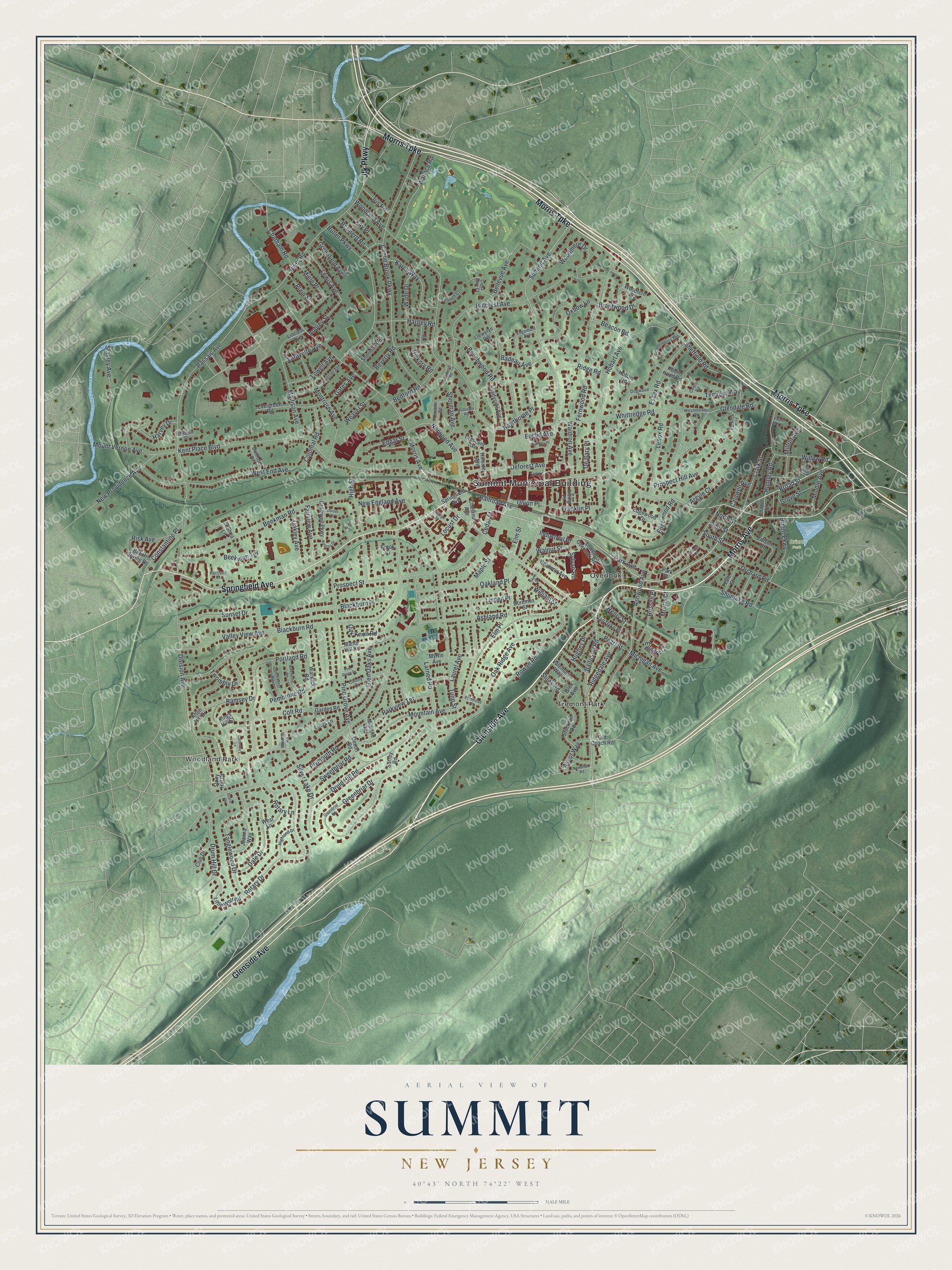 Watermarked full-map preview of Summit, New Jersey