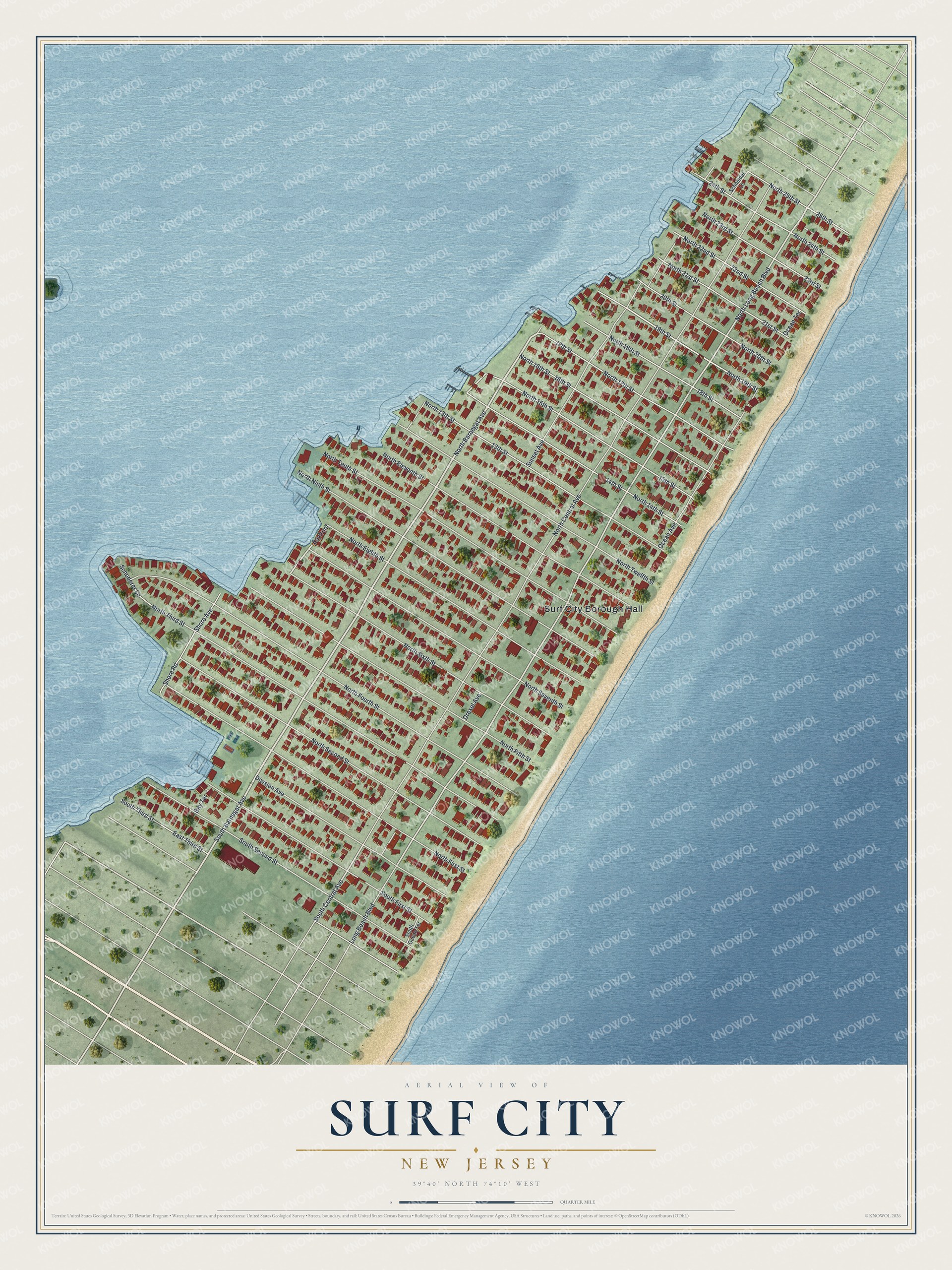 Watermarked full-map preview of Surf City, New Jersey