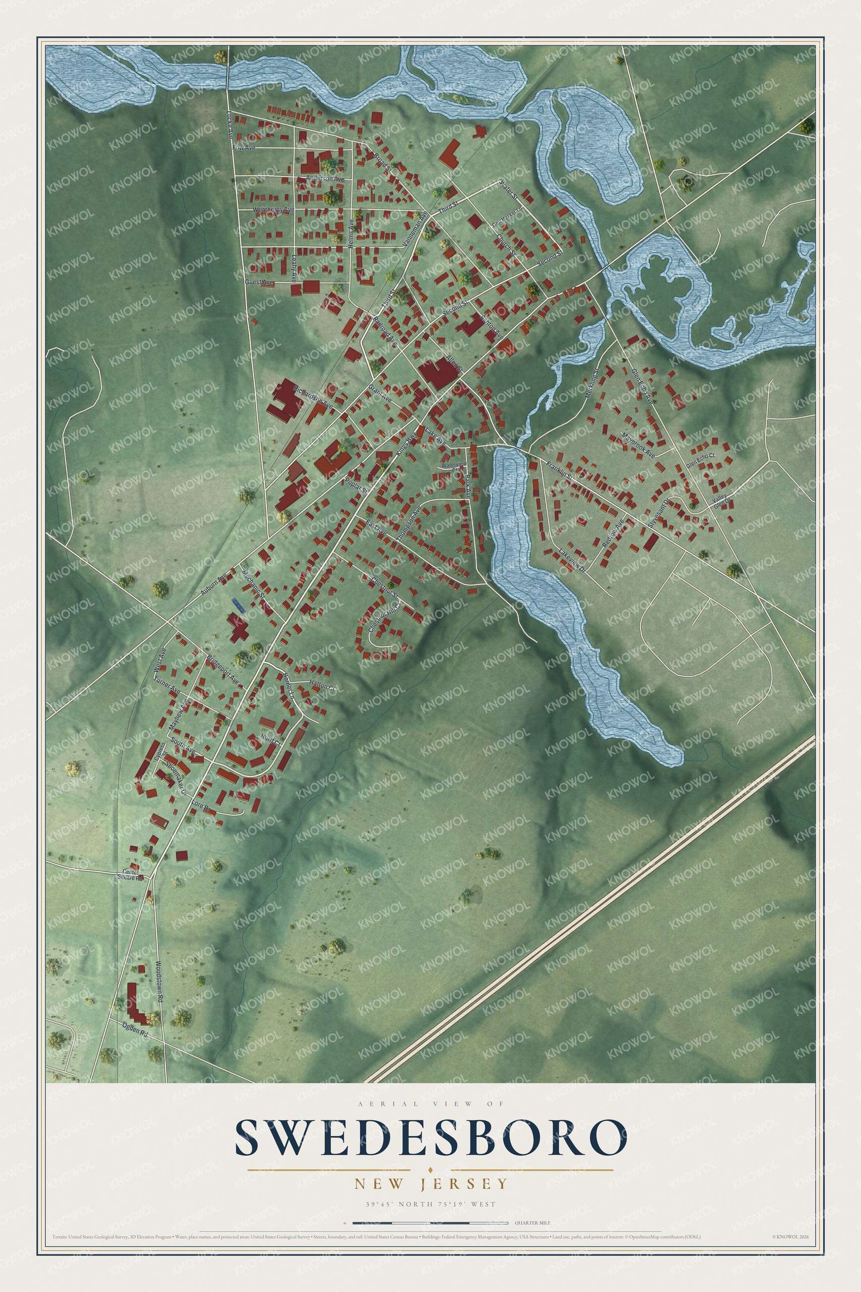 Watermarked full-map preview of Swedesboro, New Jersey