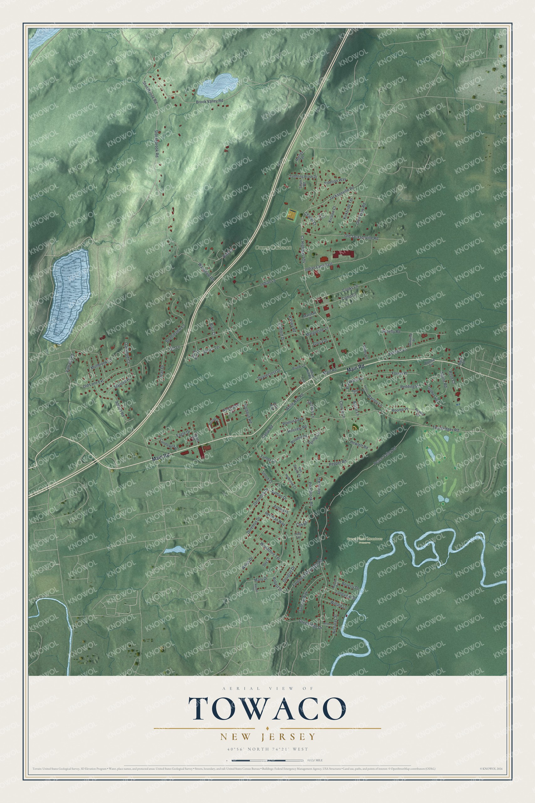 Watermarked full-map preview of Towaco, New Jersey