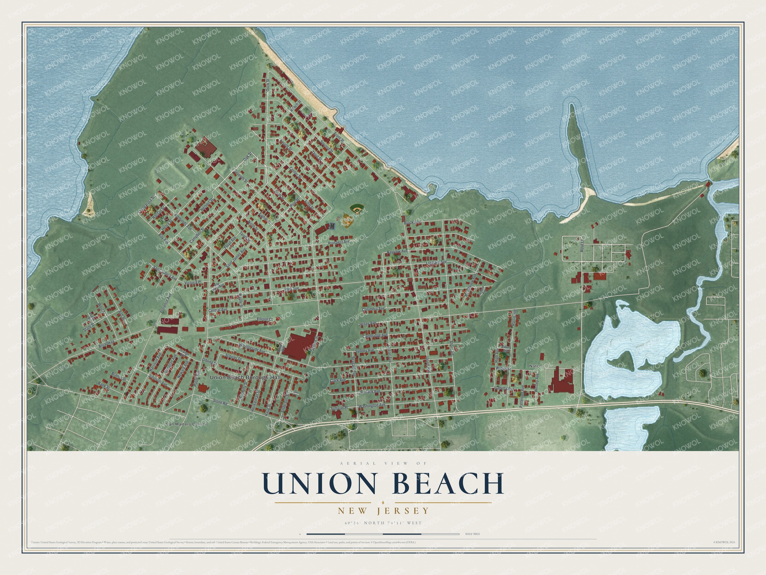 Watermarked full-map preview of Union Beach, New Jersey