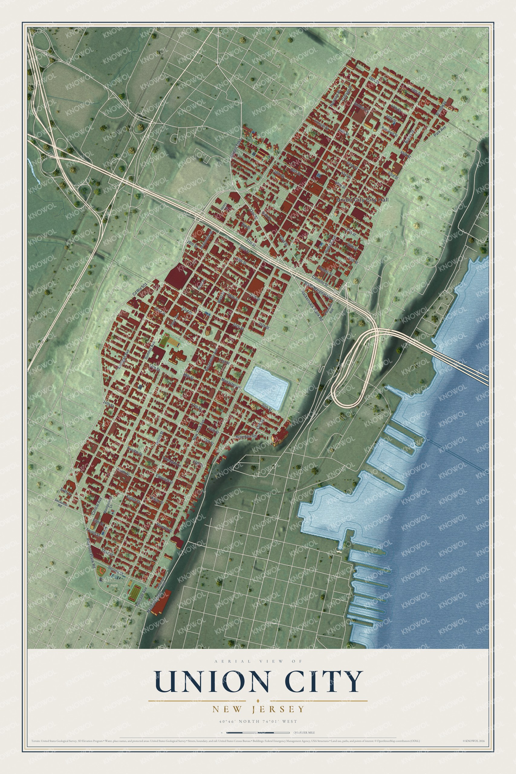 Watermarked full-map preview of Union City, New Jersey