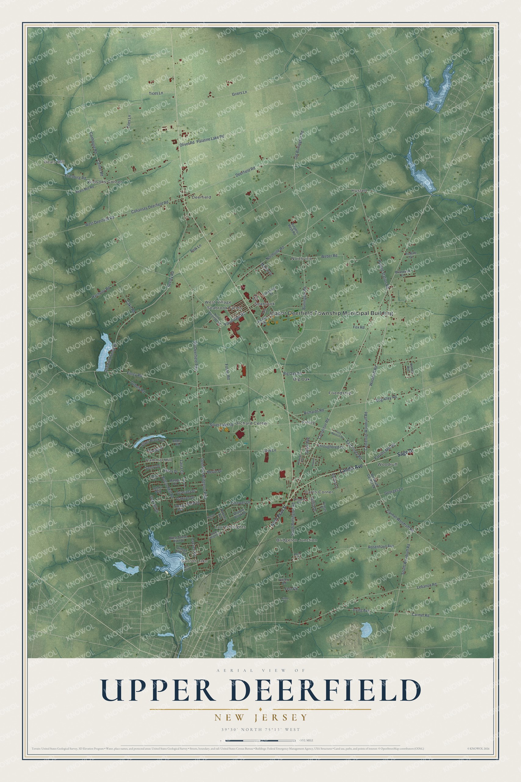 Watermarked full-map preview of Upper Deerfield, New Jersey