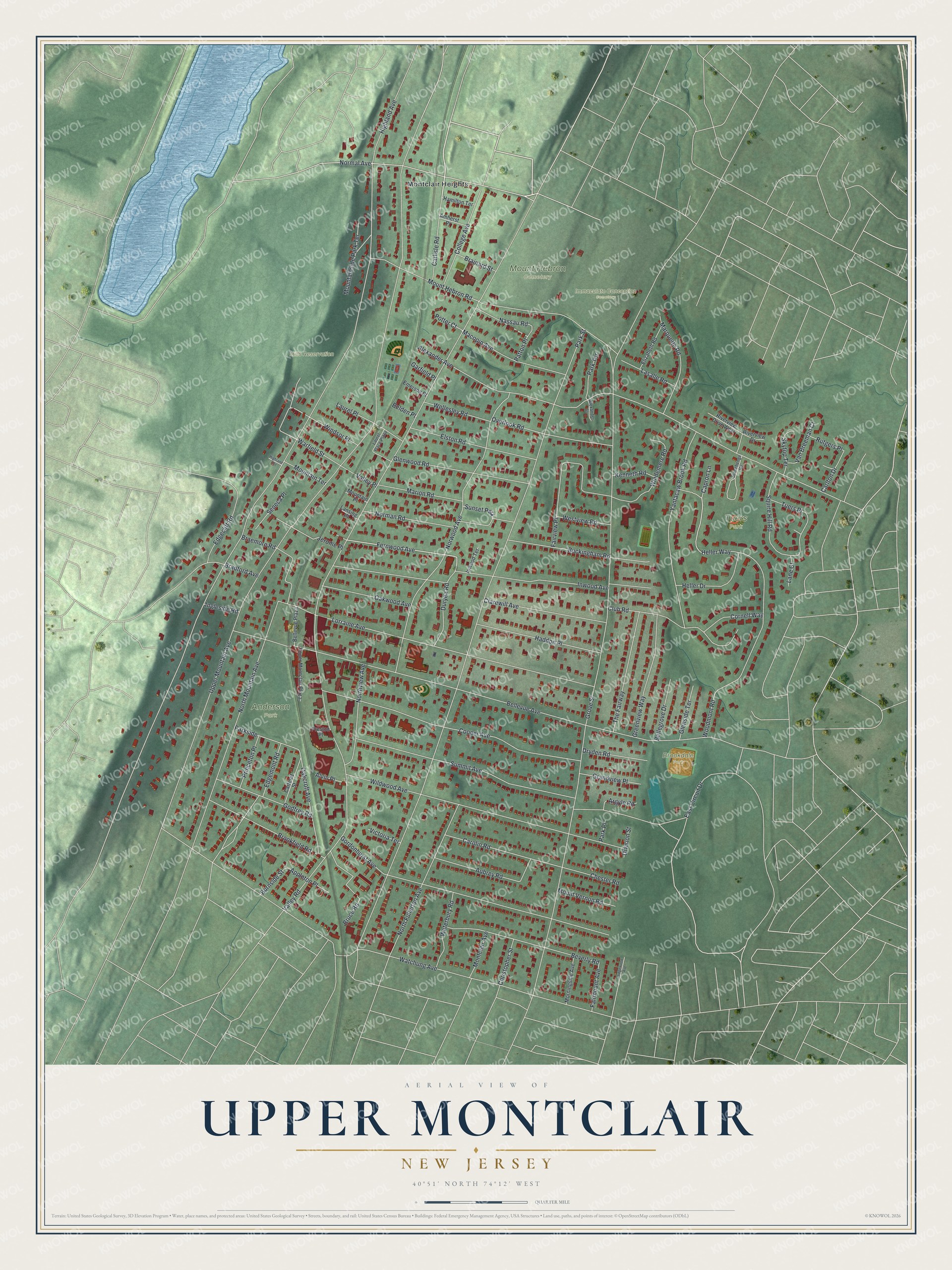 Watermarked full-map preview of Upper Montclair, New Jersey
