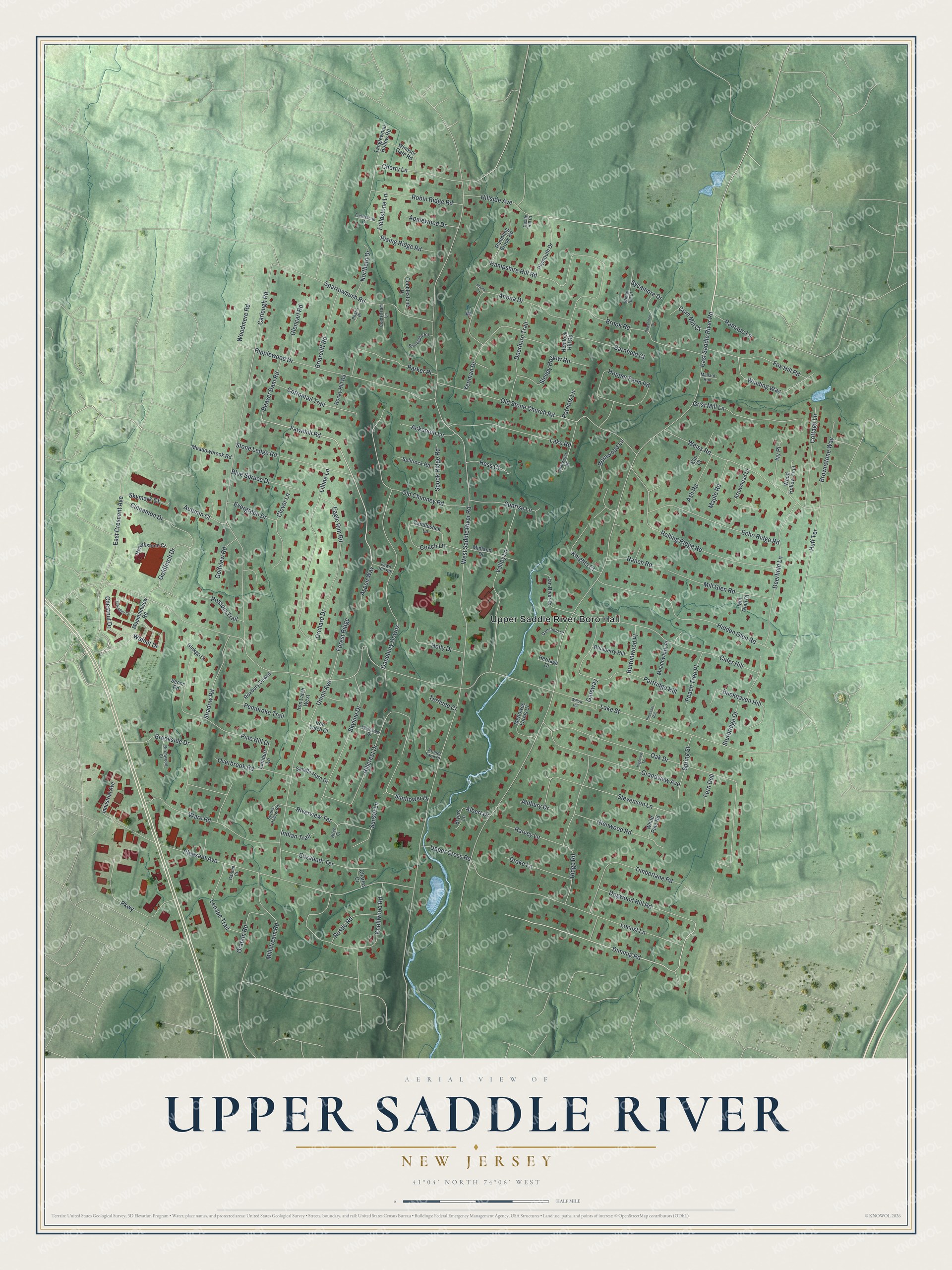 Watermarked full-map preview of Upper Saddle River, New Jersey